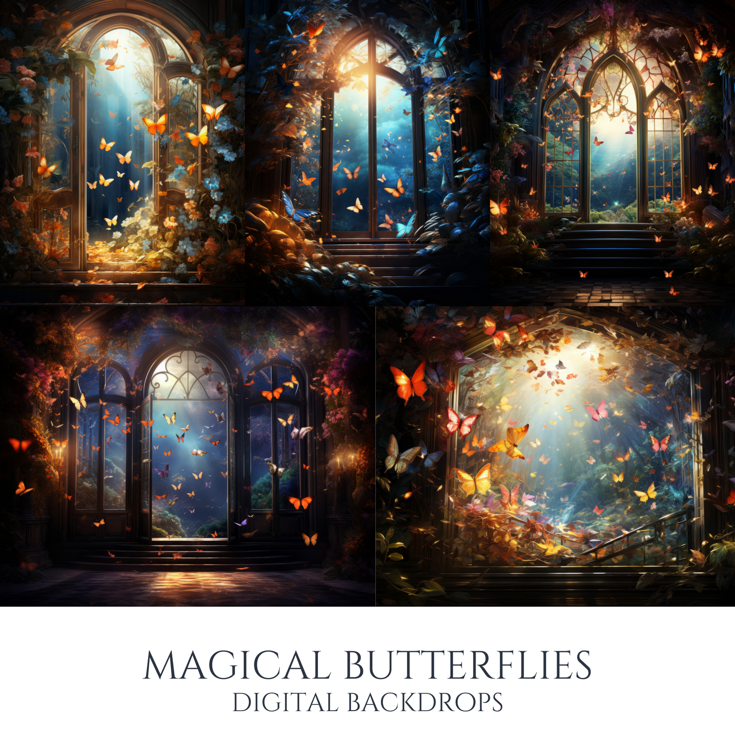 Magical Butterflies Digital Backdrops