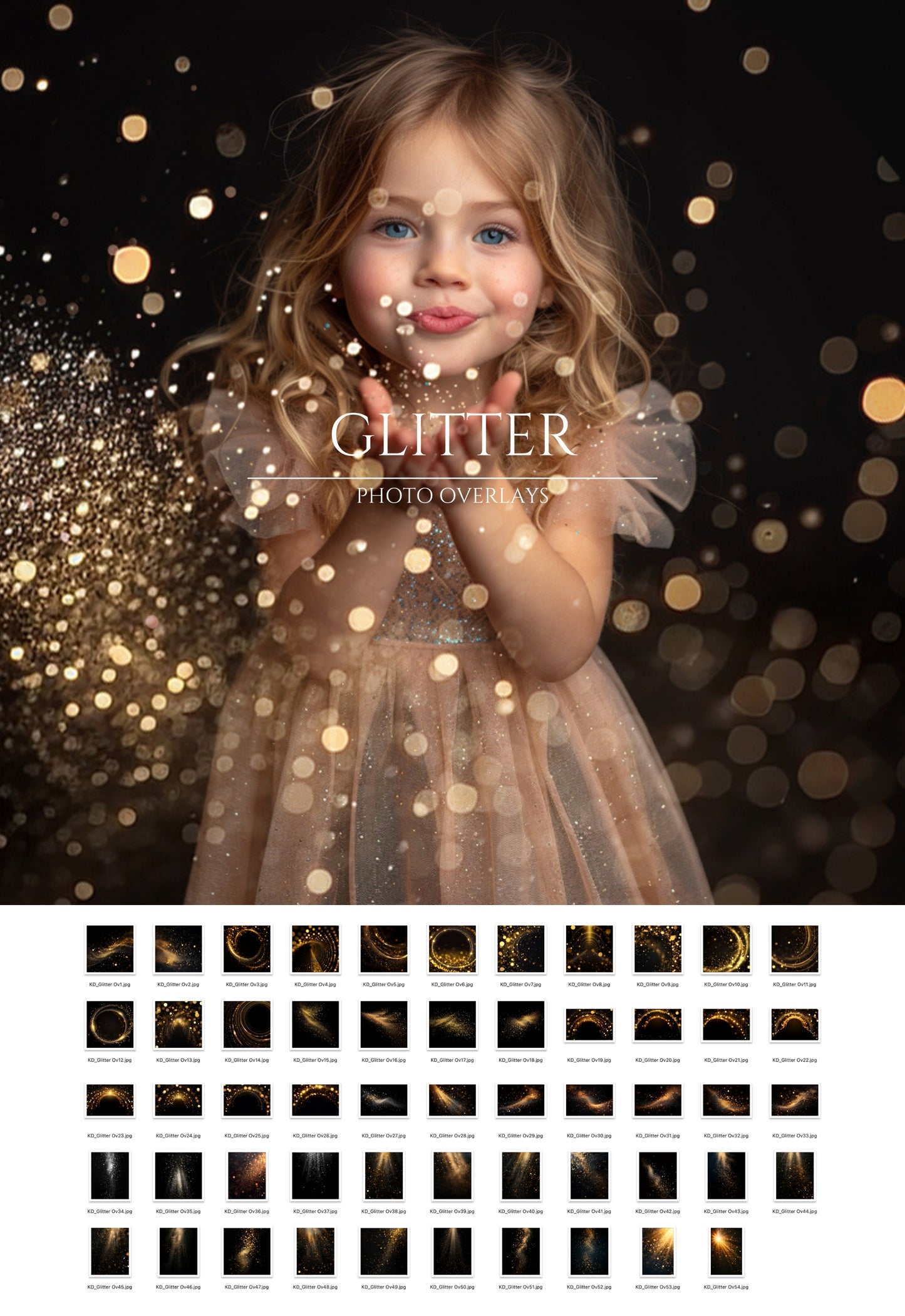 Gold Glitter Photo Overlays