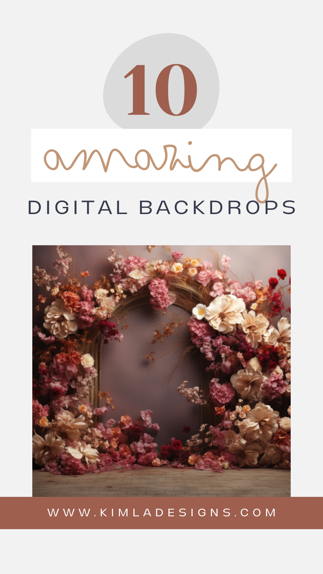 Fall Florals Photo Studio Digital Backdrops