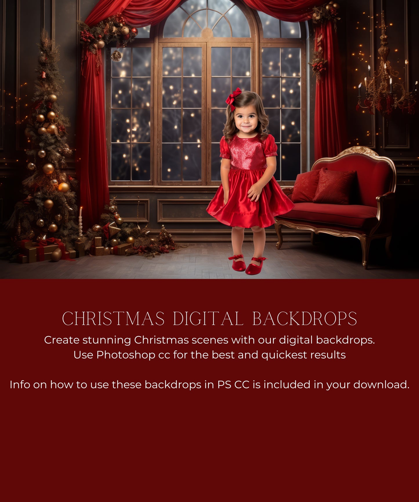Red Christmas Digital Backdrops