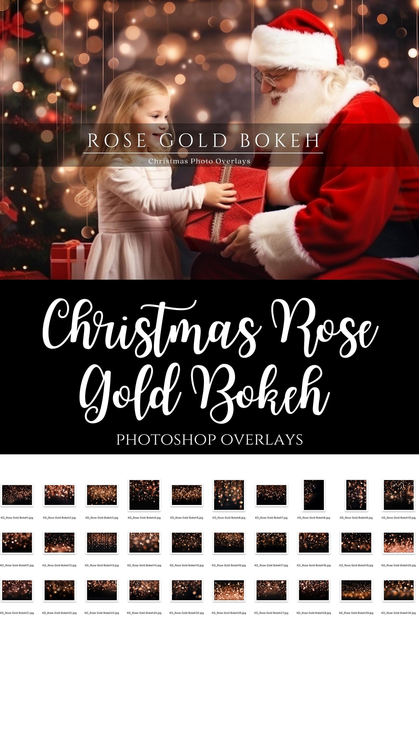Rose Gold Bokeh Light Christmas Overlays