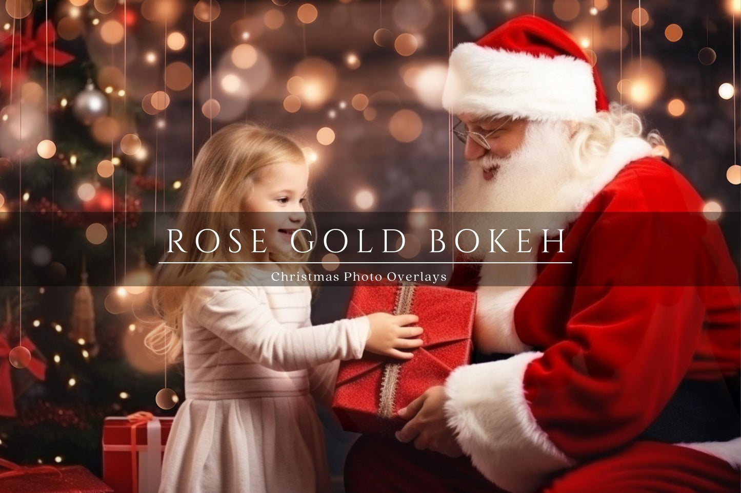 Rose Gold Bokeh Light Christmas Overlays