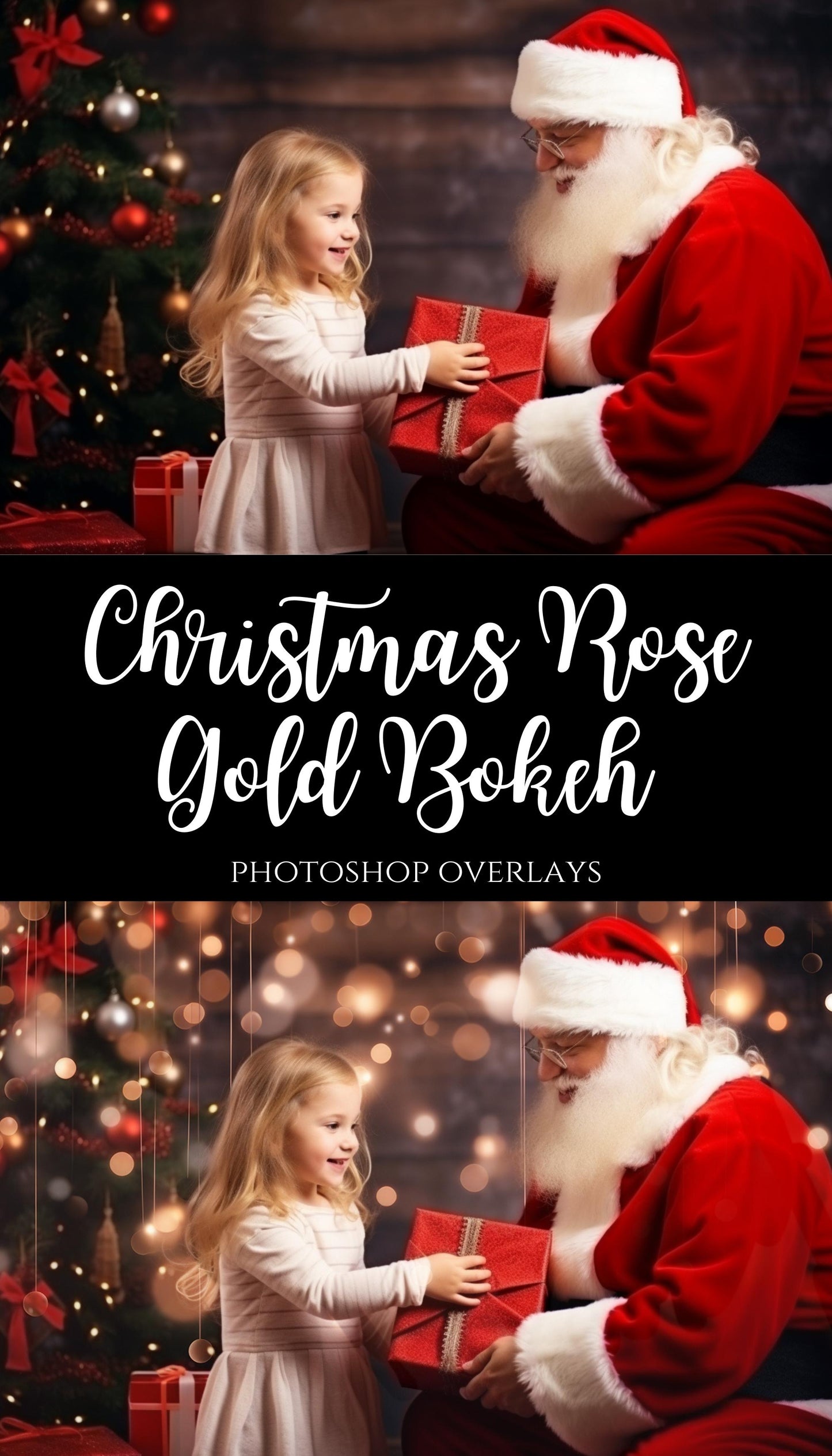 Rose Gold Bokeh Light Christmas Overlays