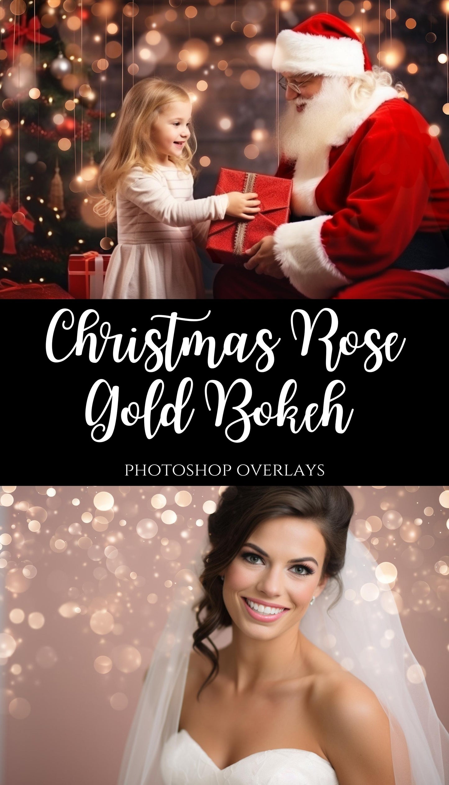 Rose Gold Bokeh Light Christmas Overlays