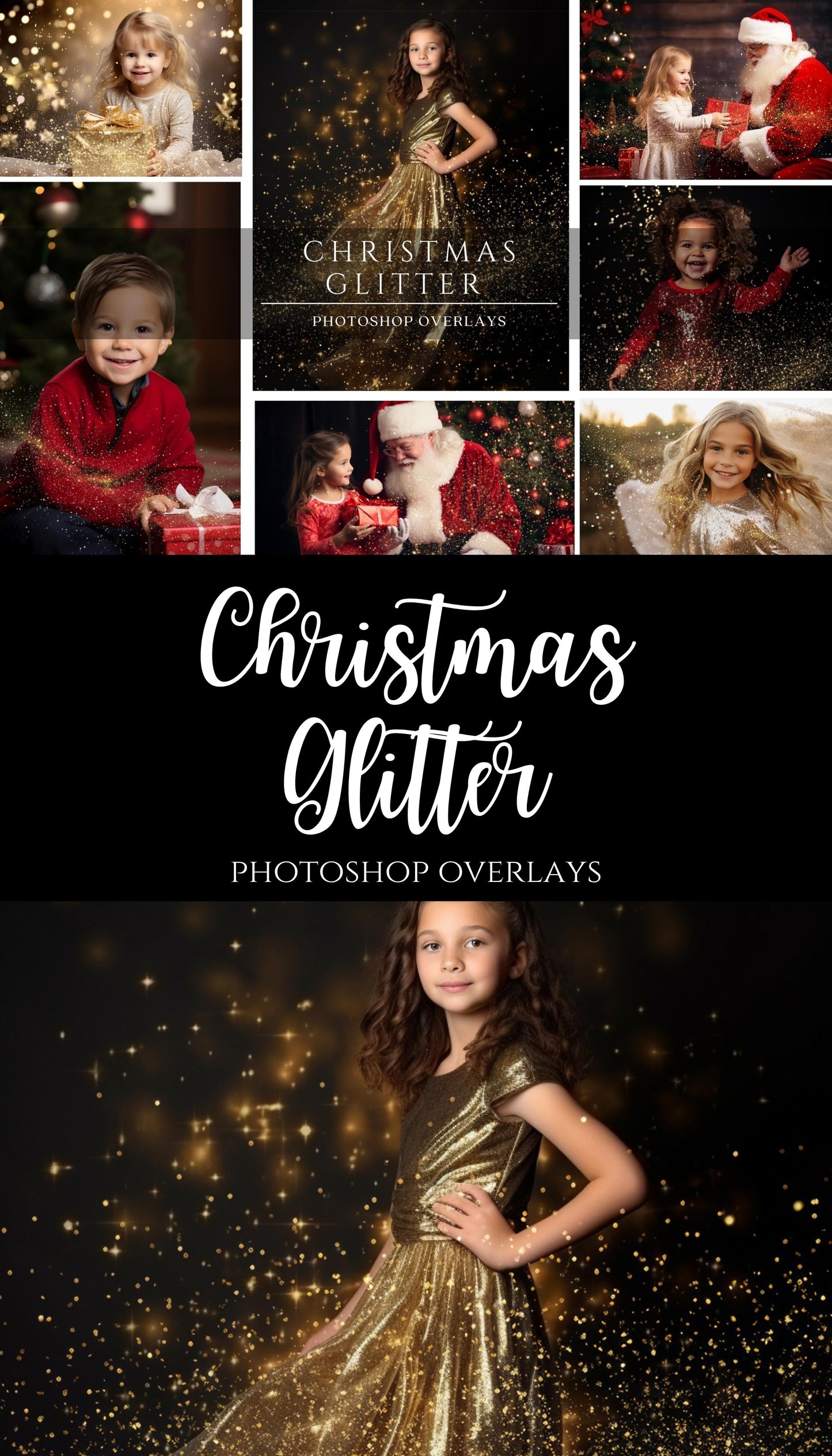 Christmas Glitter Photo Overlays