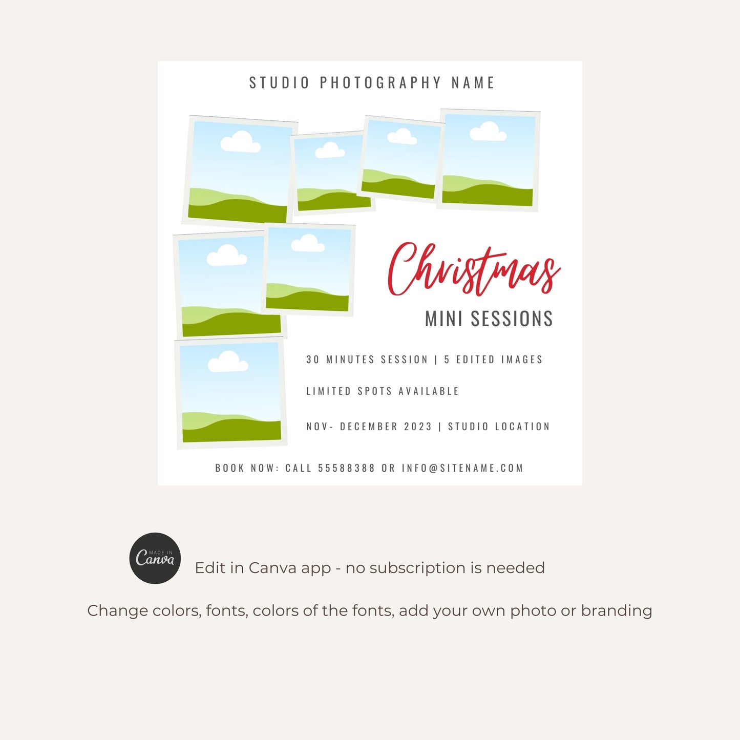 Christmas Mini Session Template