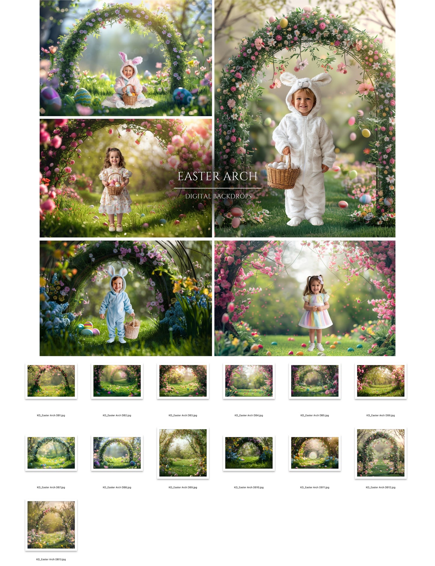 Easter Spring Floral Arch Digital Backdrops