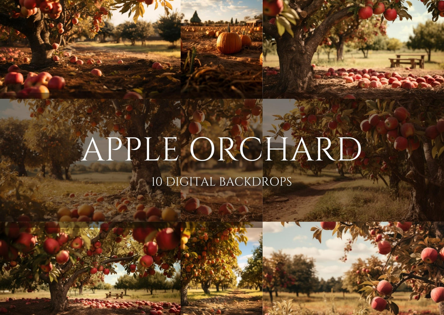 Fall Apple Orchard Digital Backdrops