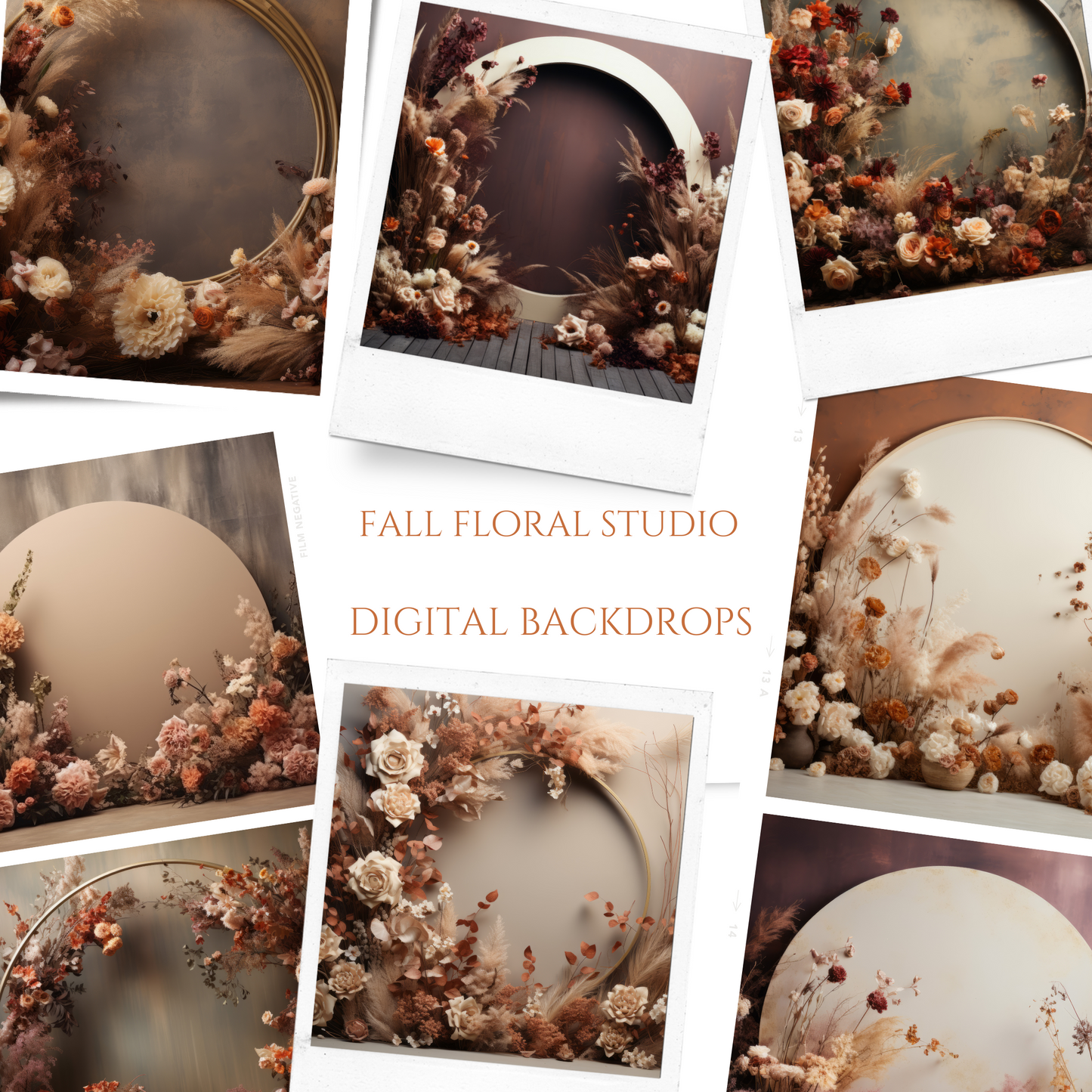 Fall Floral Photo Studio Digital Backdrops