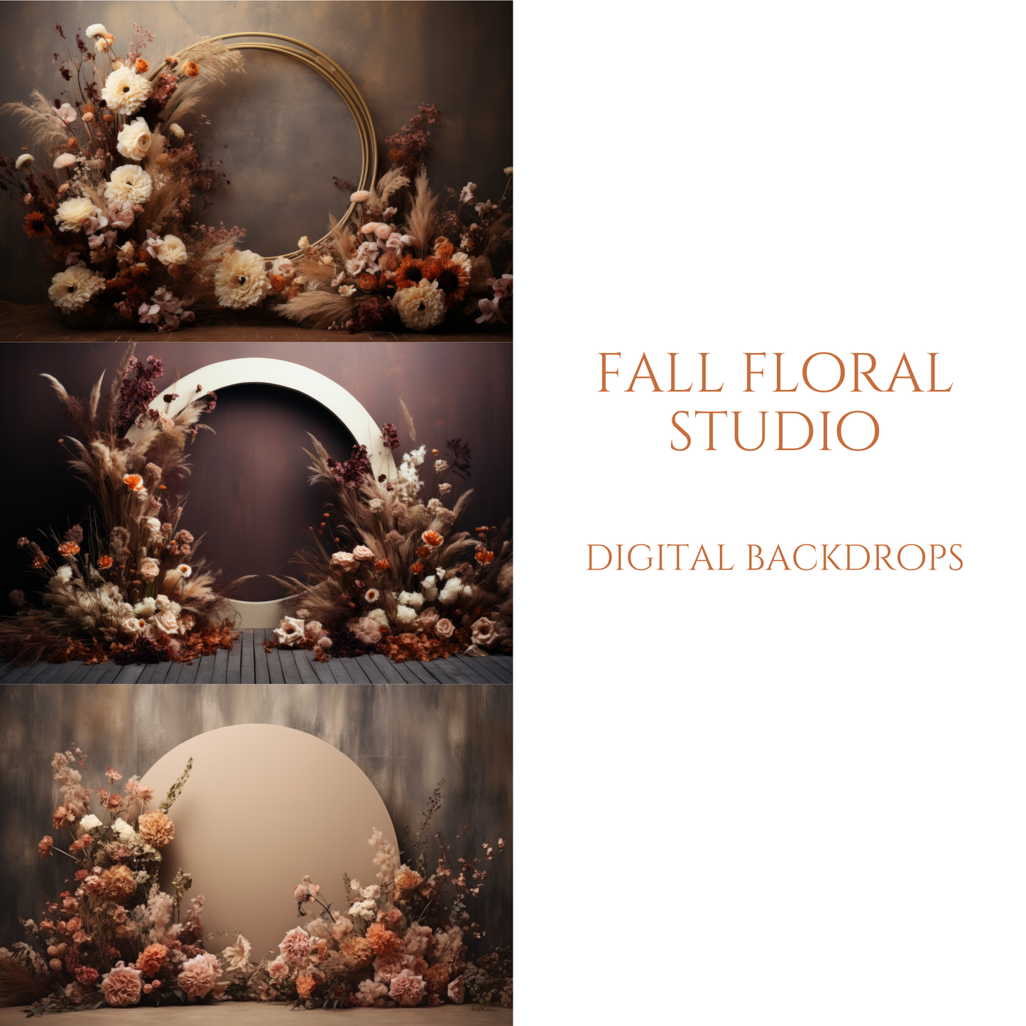 Fall Floral Photo Studio Digital Backdrops