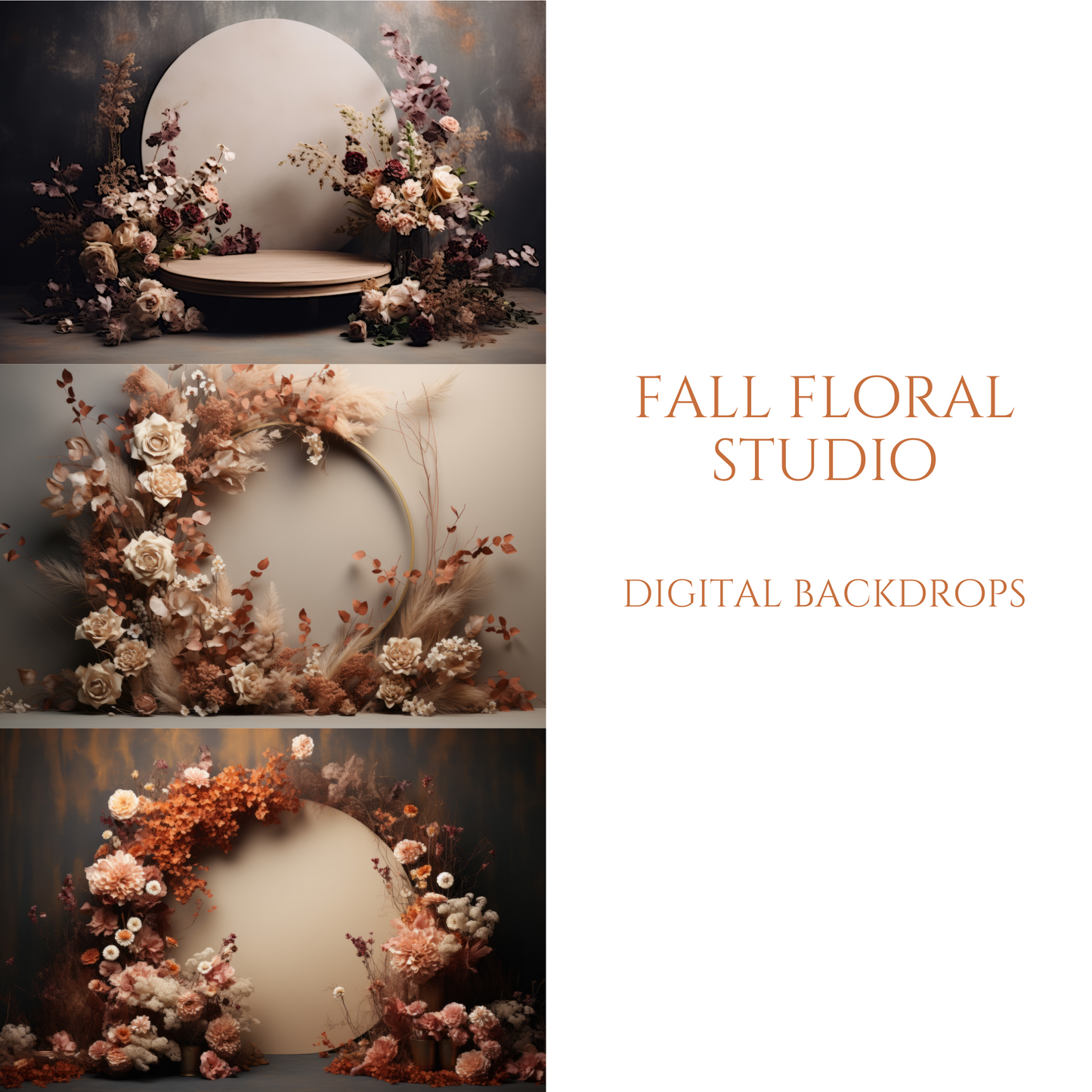 Fall Floral Photo Studio Digital Backdrops