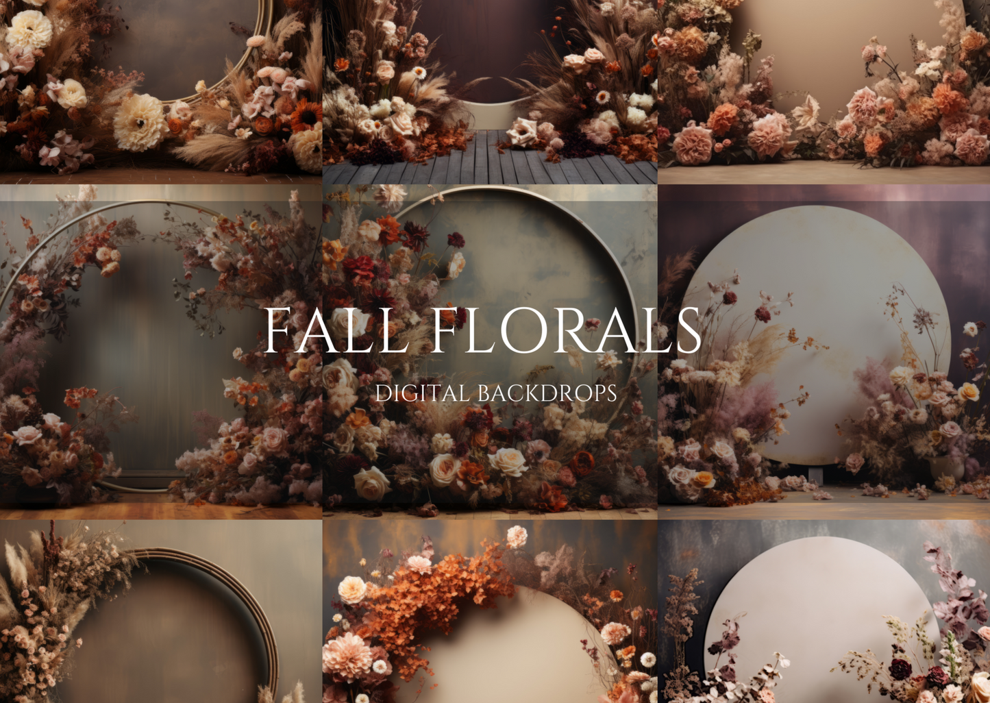 Fall Floral Photo Studio Digital Backdrops