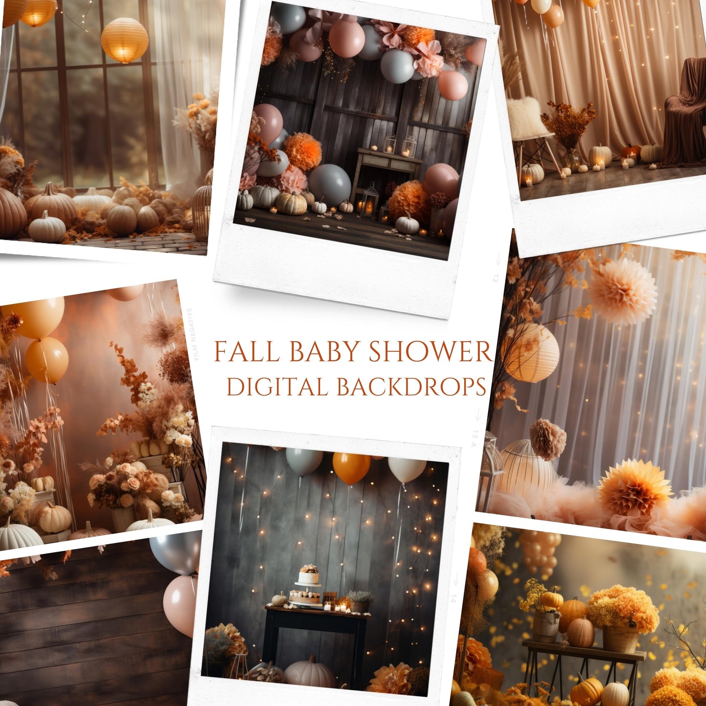 Fall Floral Baby Shower Digital Backdrops