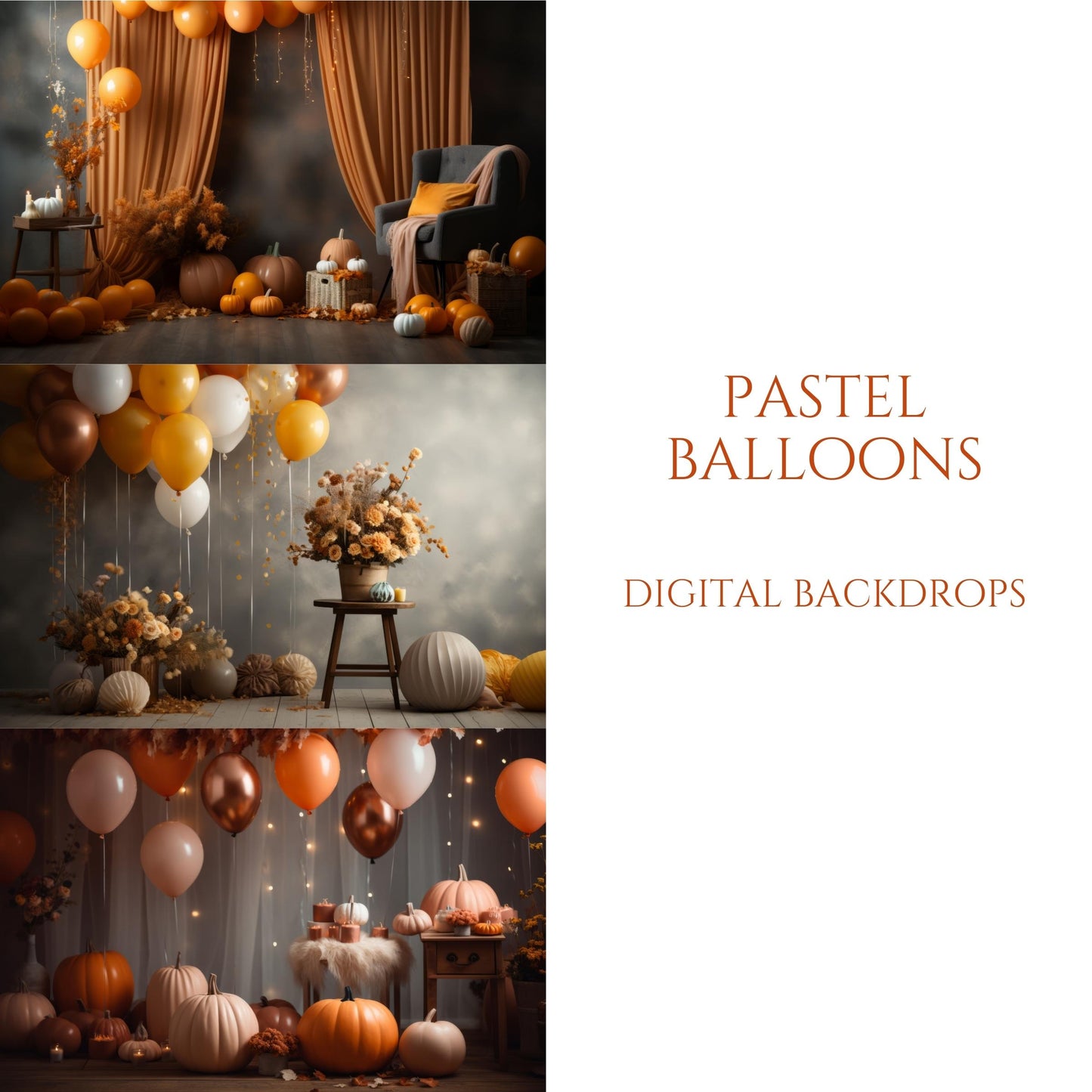 Fall Floral Baby Shower Digital Backdrops