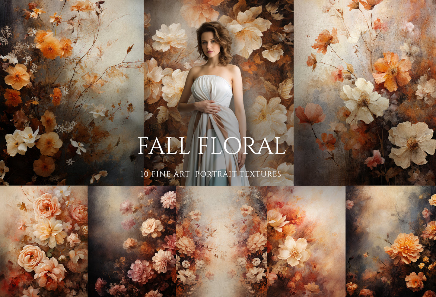 Fall Floral Fine Art Portrait Textures Set 02