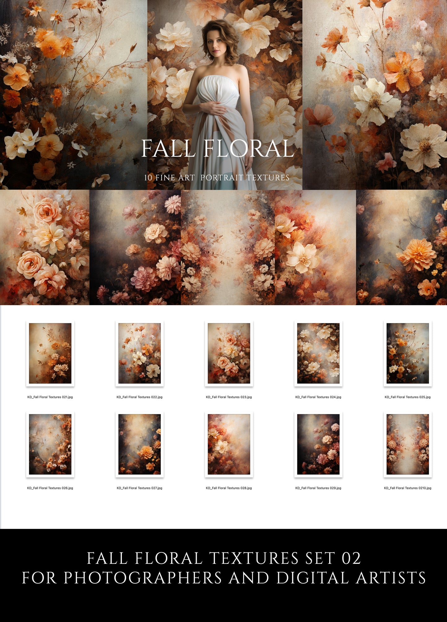 Fall Floral Fine Art Portrait Textures Set 02