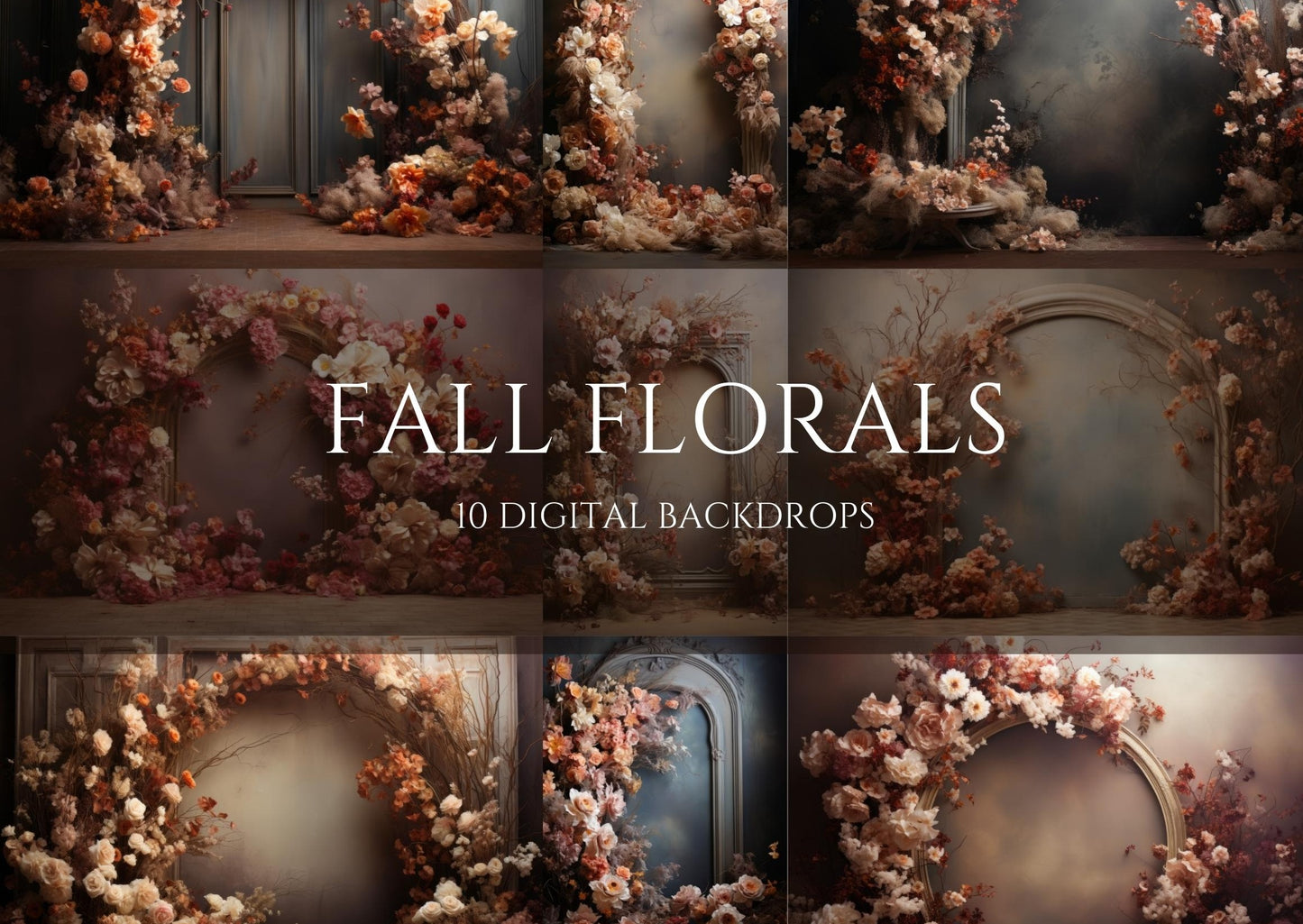 Fall Florals Photo Studio Digital Backdrops