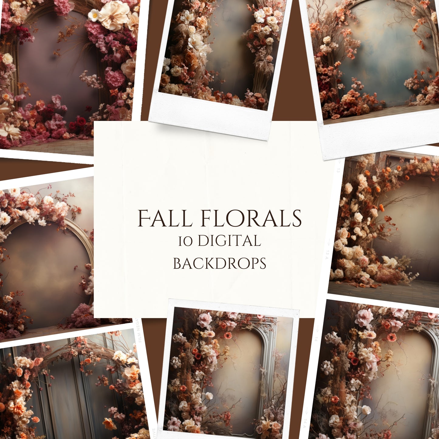Fall Florals Photo Studio Digital Backdrops