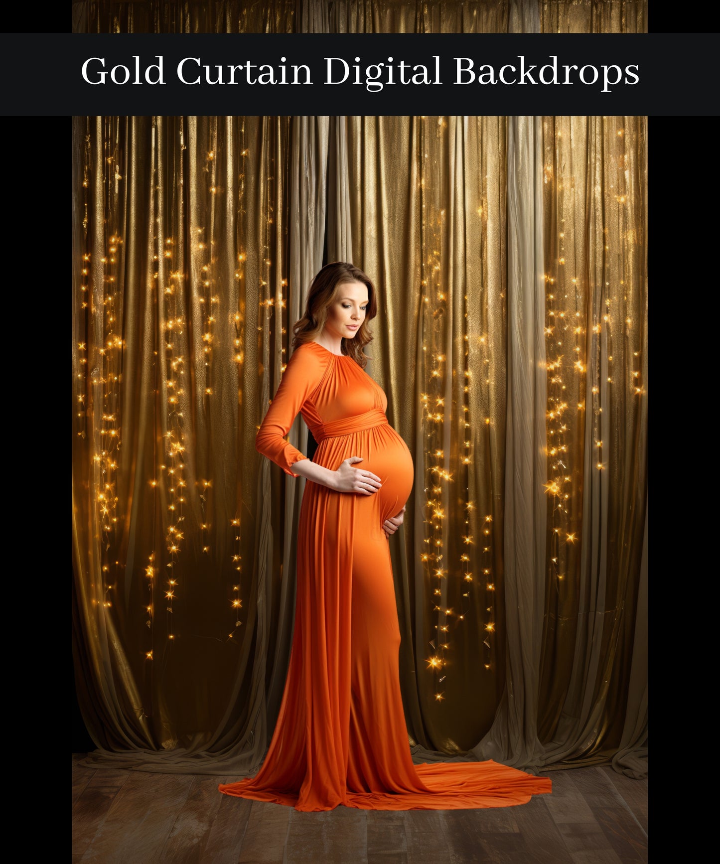 Gold Curtain Wall Digital Backdrops for Composite Photography