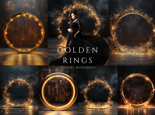 Golden Light and Glitter Ring Maternity Backdrops