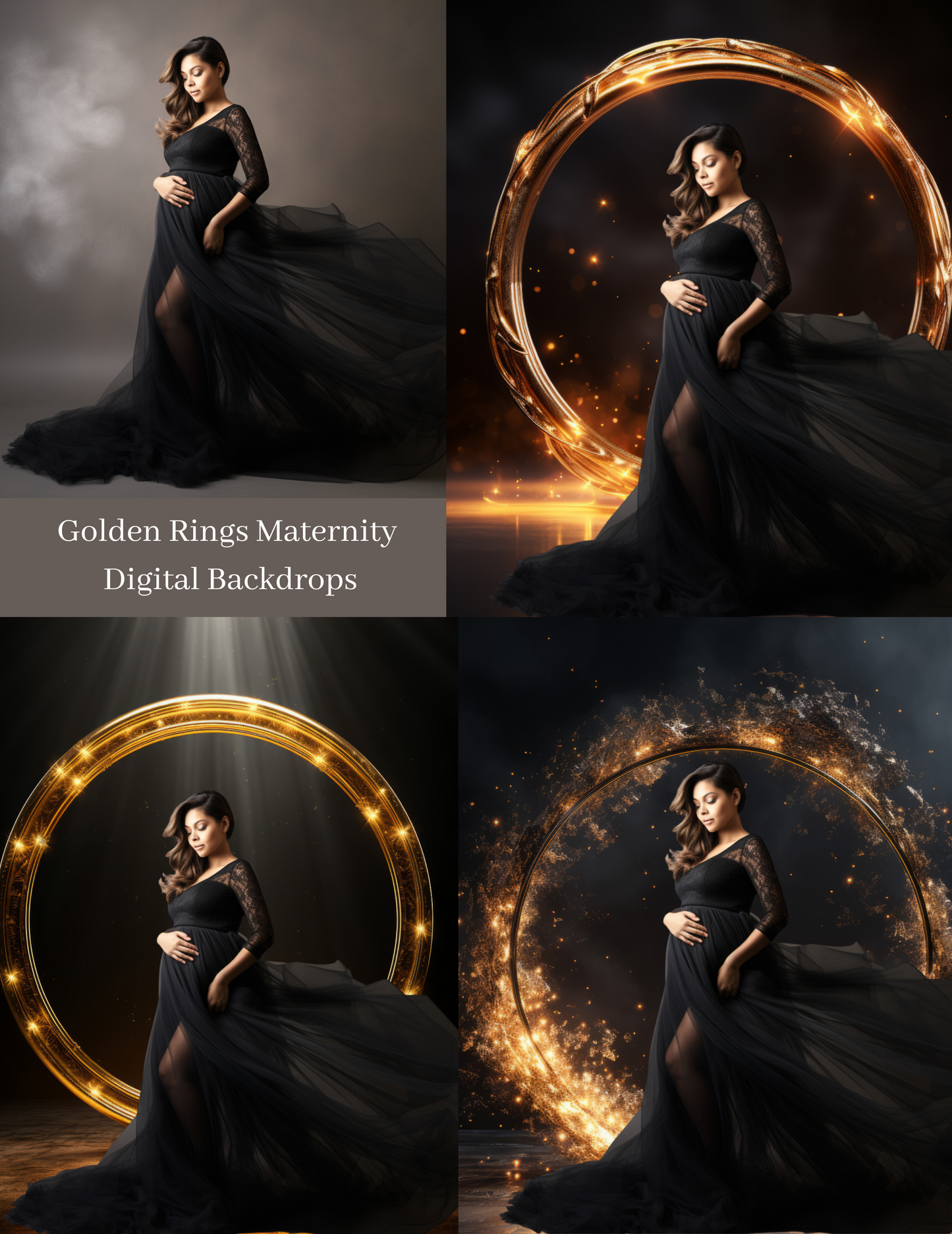 Golden Light and Glitter Ring Maternity Backdrops