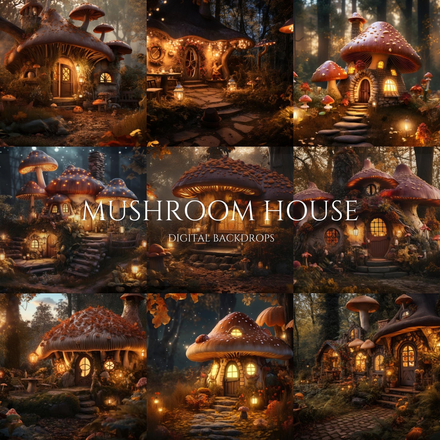 Mushroom House Digital Backdrops