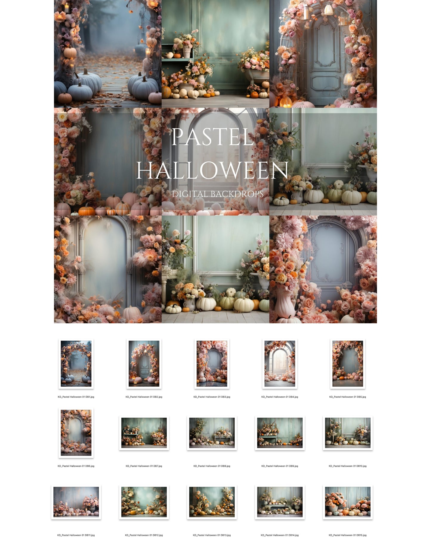 Pastel Halloween Digital Backdrops