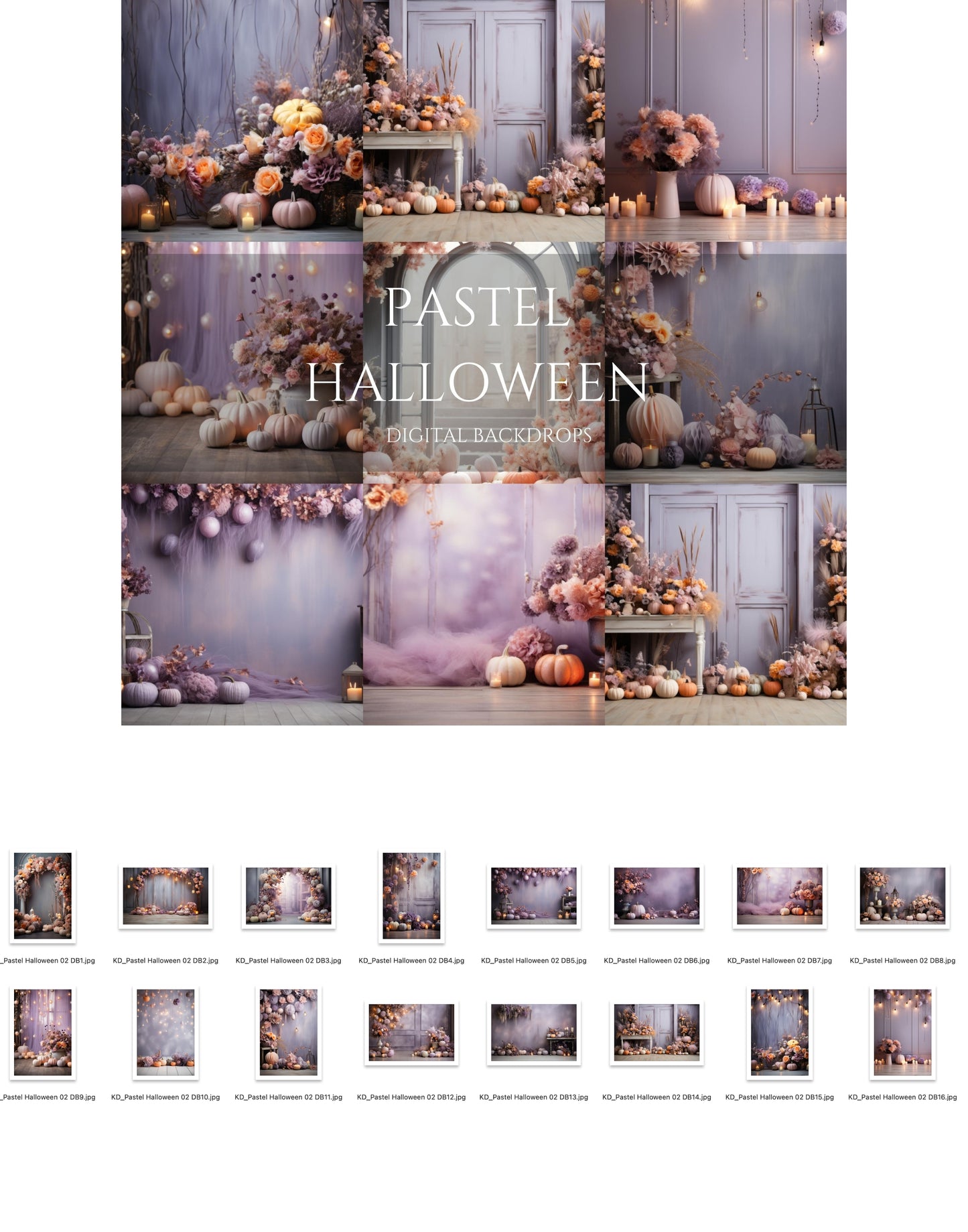 Pink and Purple Pastel Halloween Digital Backdrops