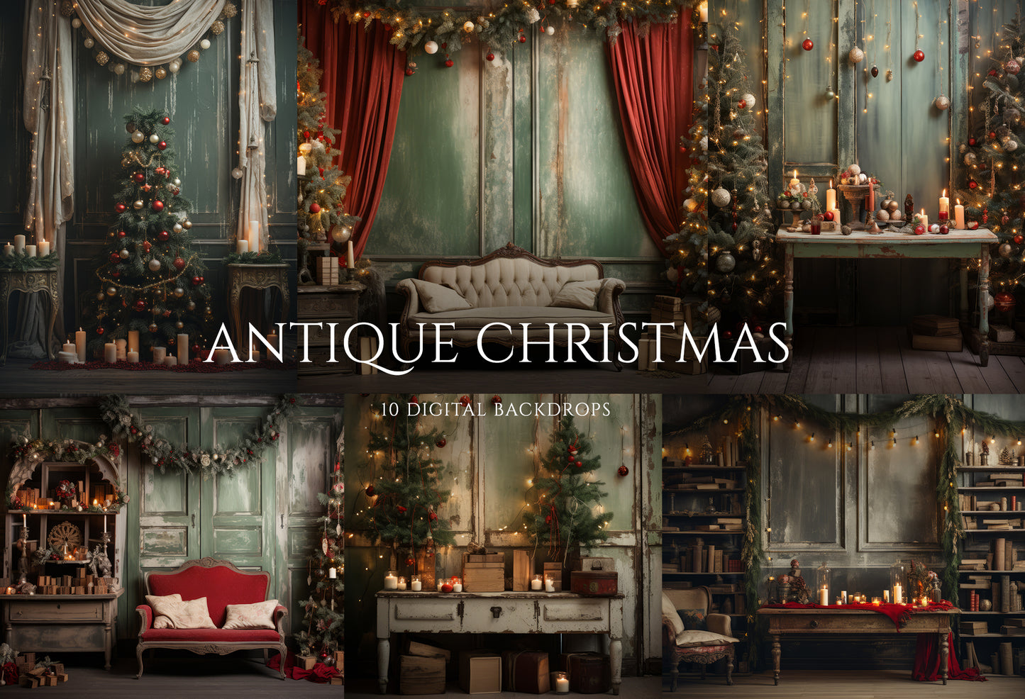 Antique Christmas Digital Backdrops
