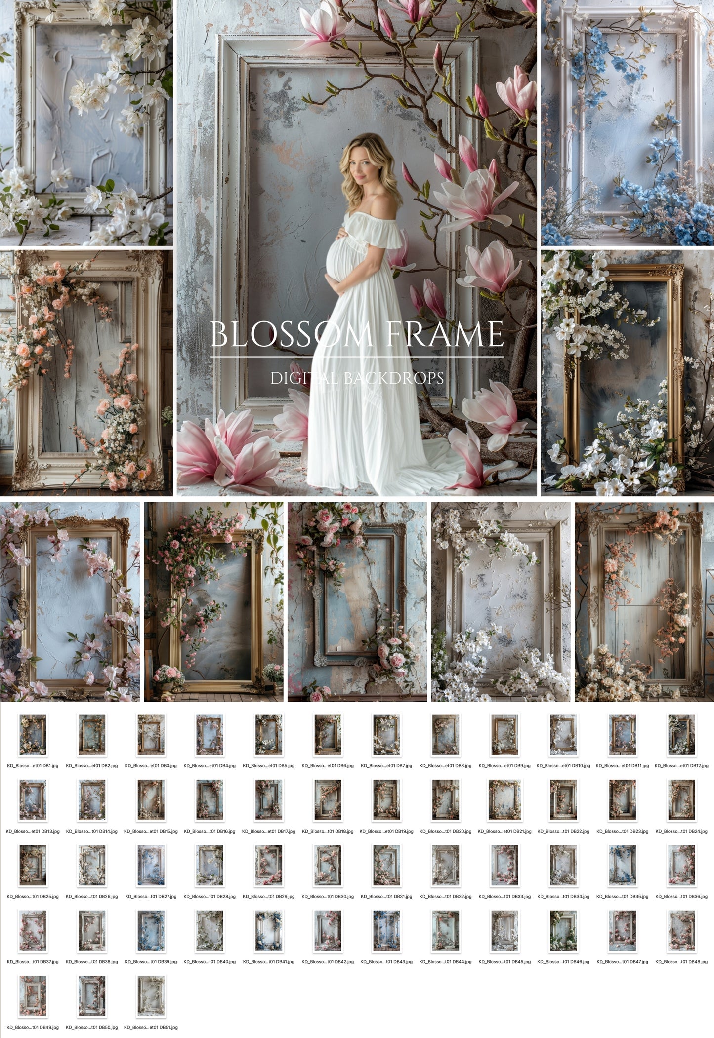 Blossom Frame Maternity Digital Backdrops
