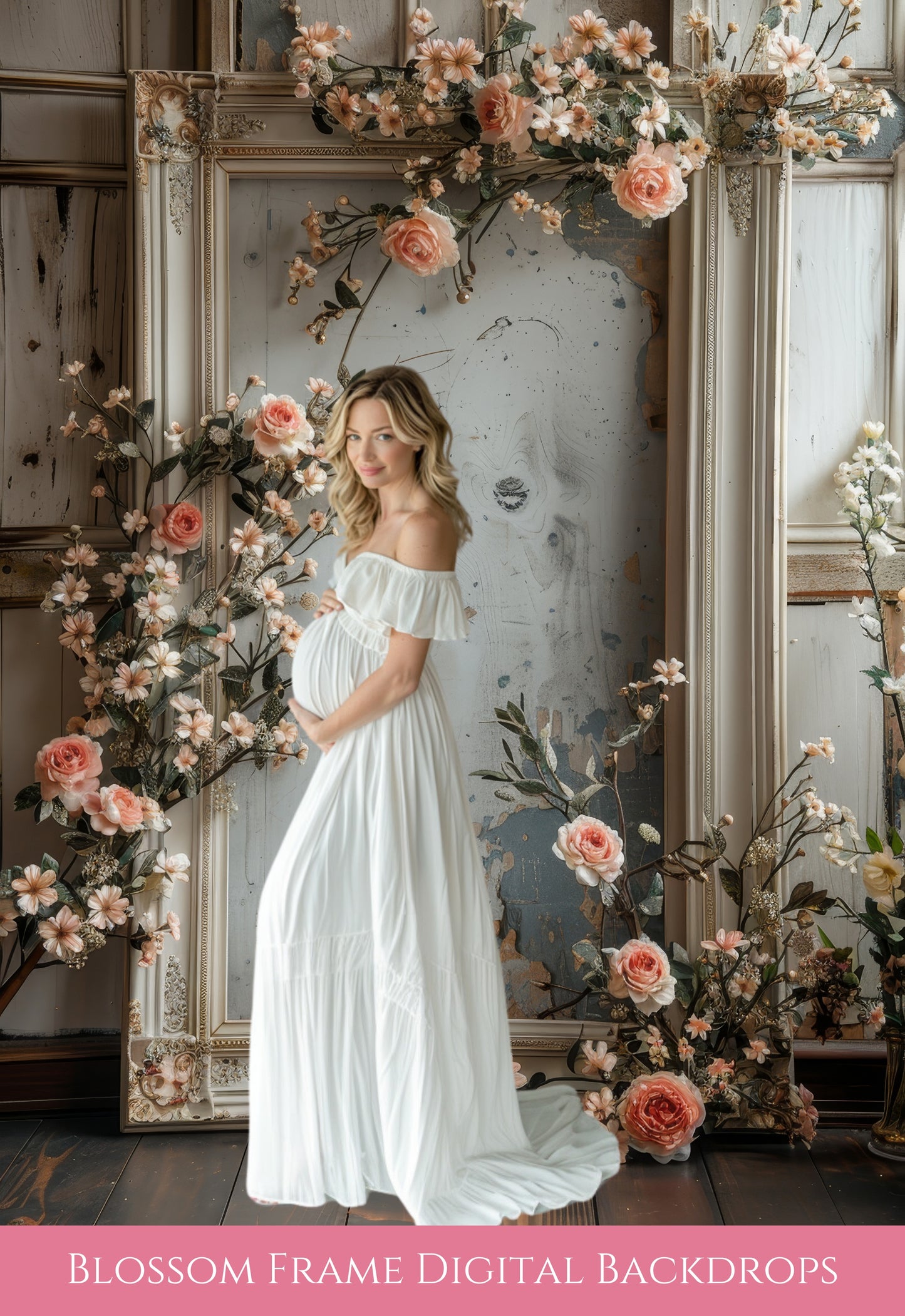 Blossom Frame Maternity Digital Backdrops