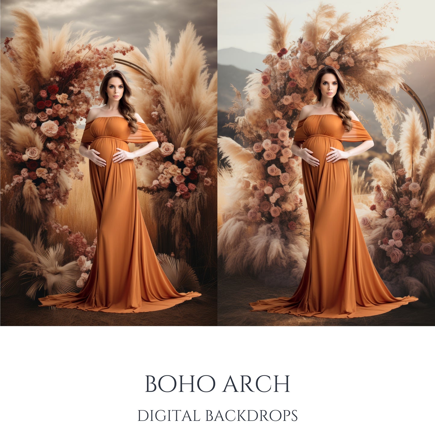 Boho Floral Arch Photo Studio Digital Backdrops