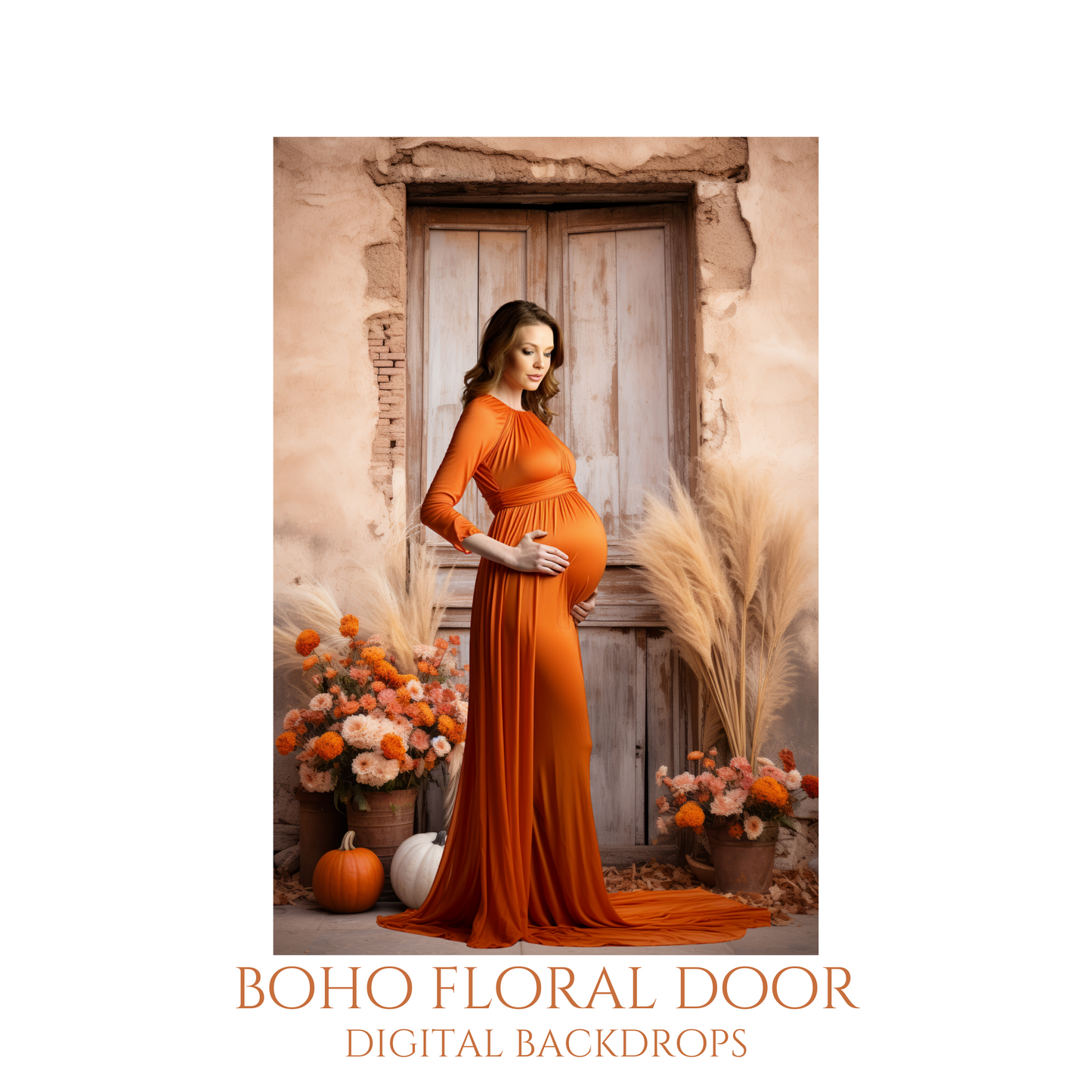Boho Floral Door Digital Backdrops