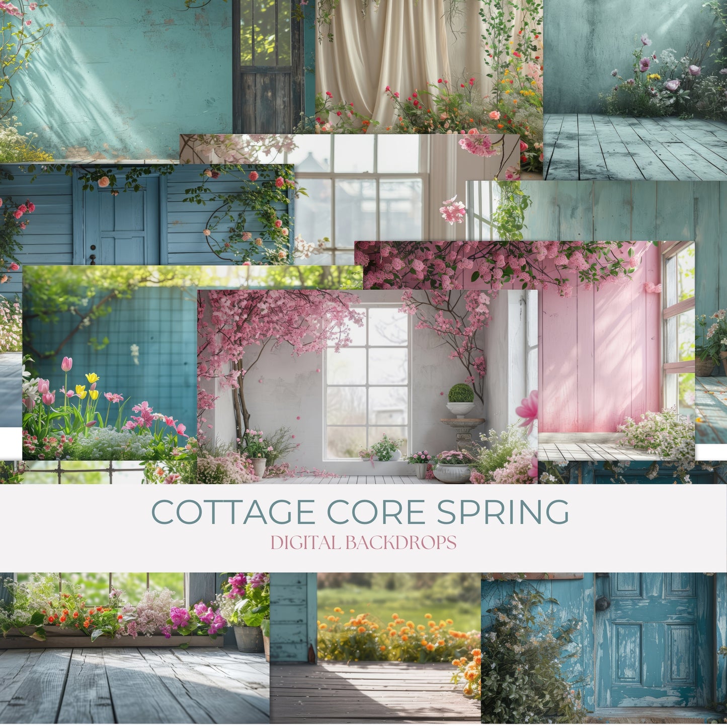 Cottage Core Spring Digital Backdrops