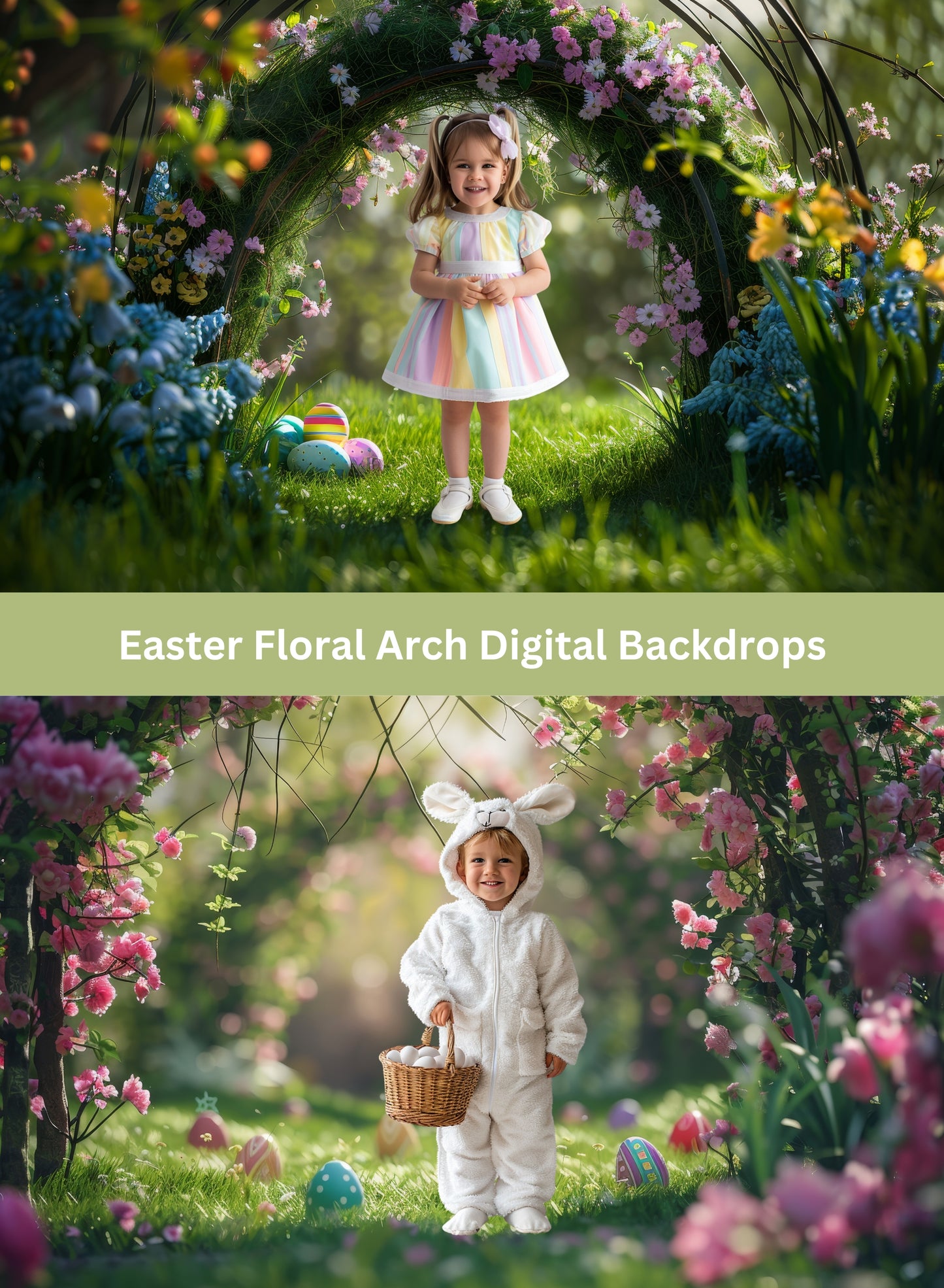 Easter Spring Floral Arch Digital Backdrops