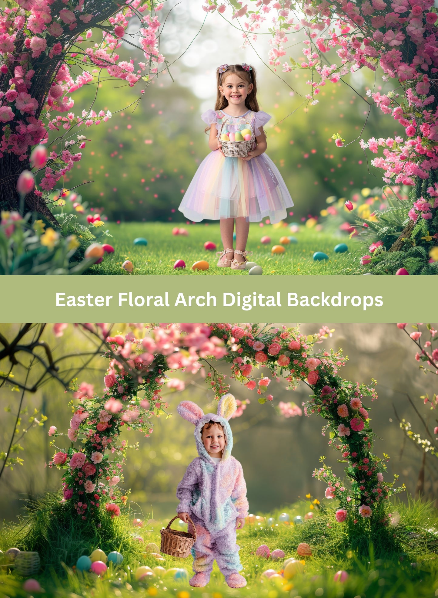 Easter Spring Floral Arch Digital Backdrops