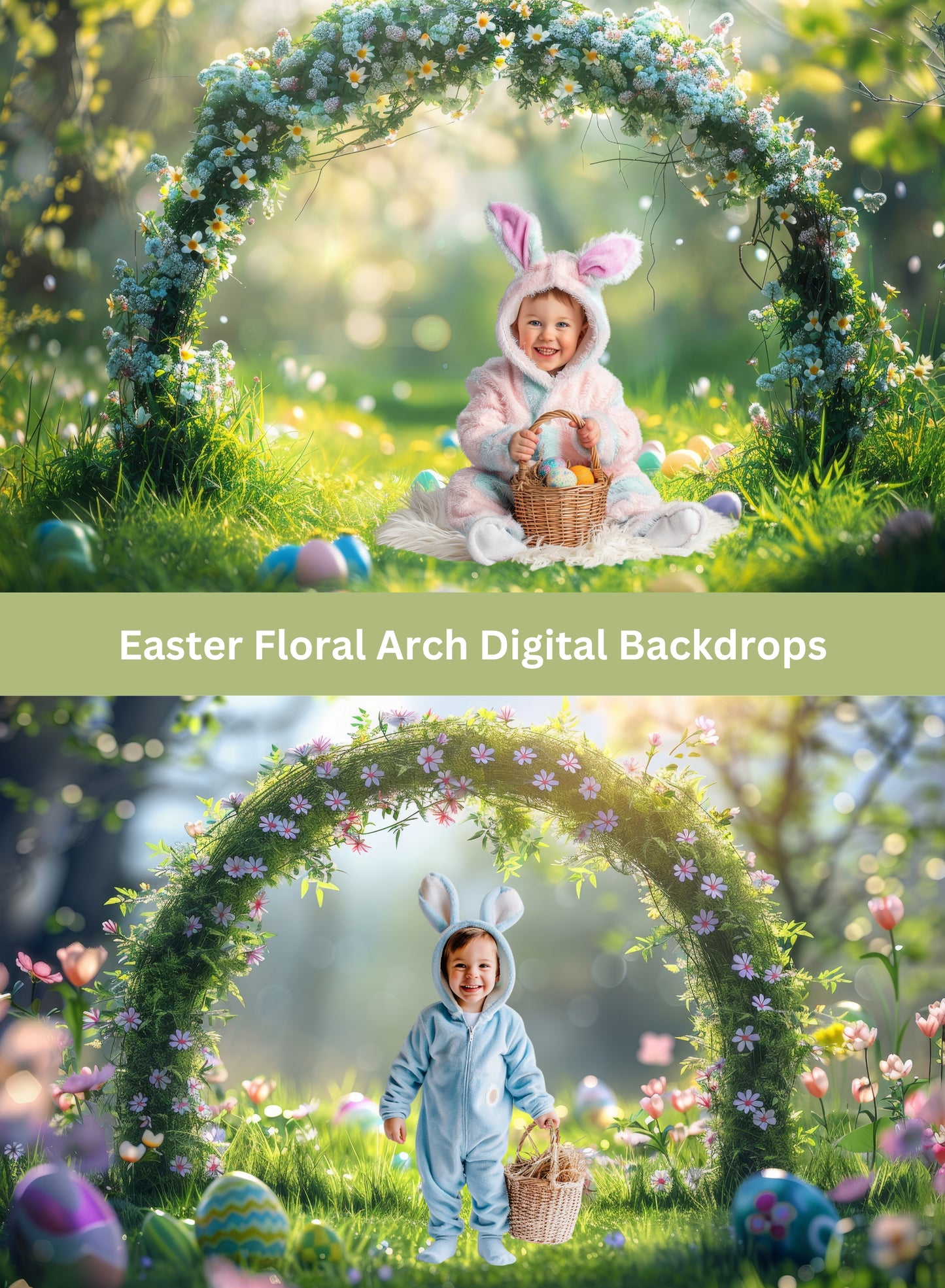 Easter Spring Floral Arch Digital Backdrops