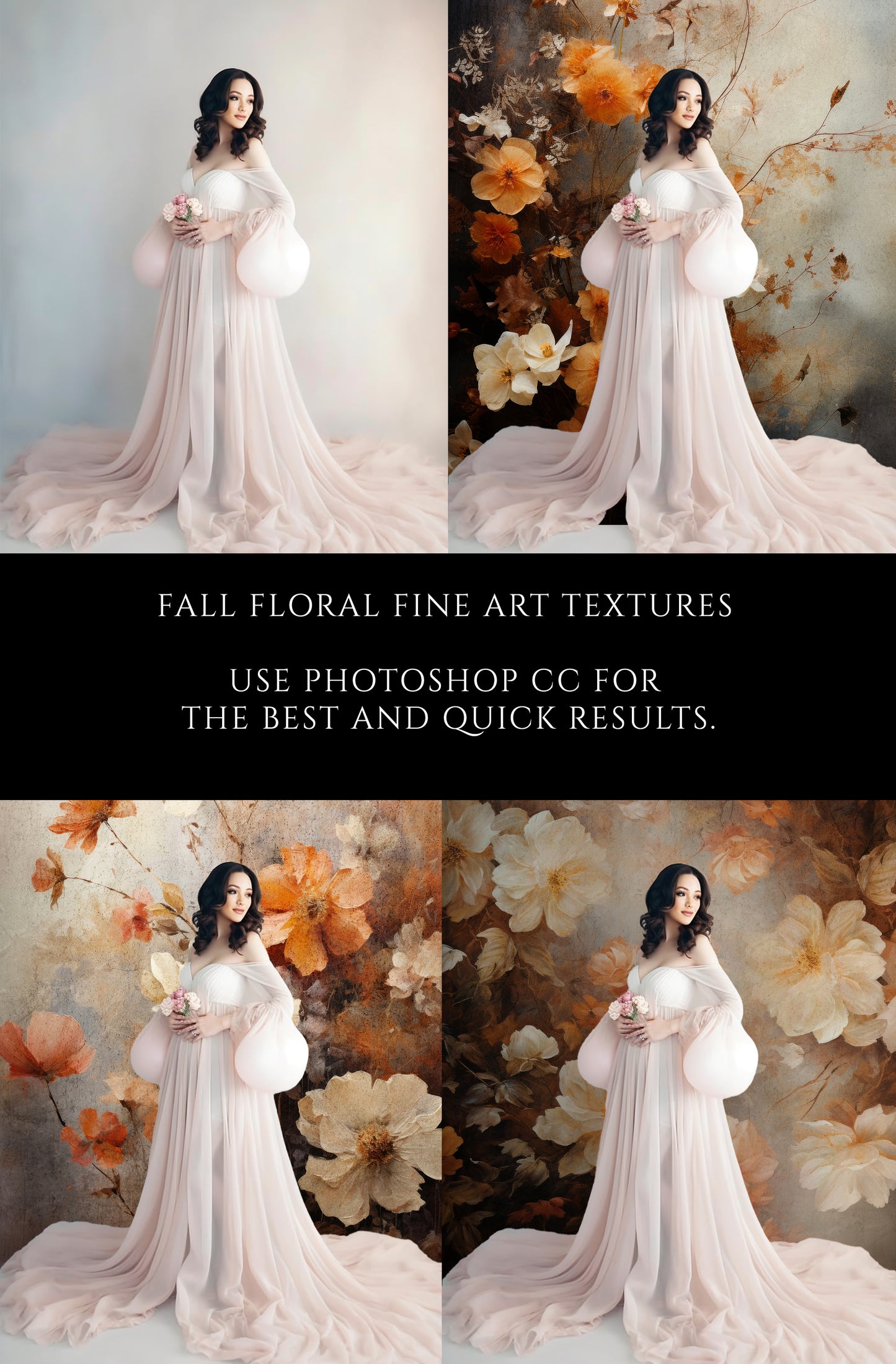 Fall Floral Fine Art Portrait Textures Set 02