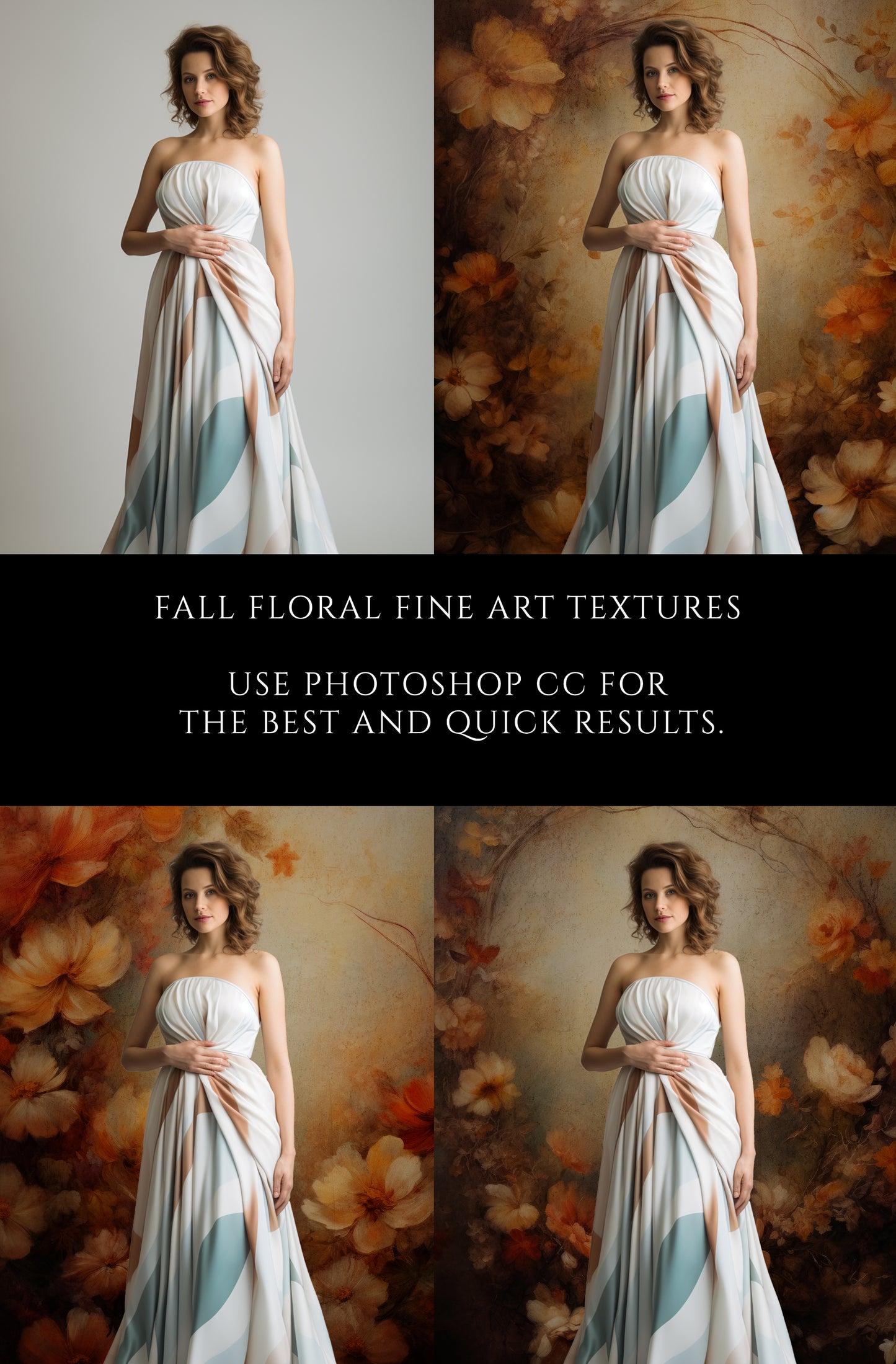 Fall Floral Fine Art Portrait Textures Set 01