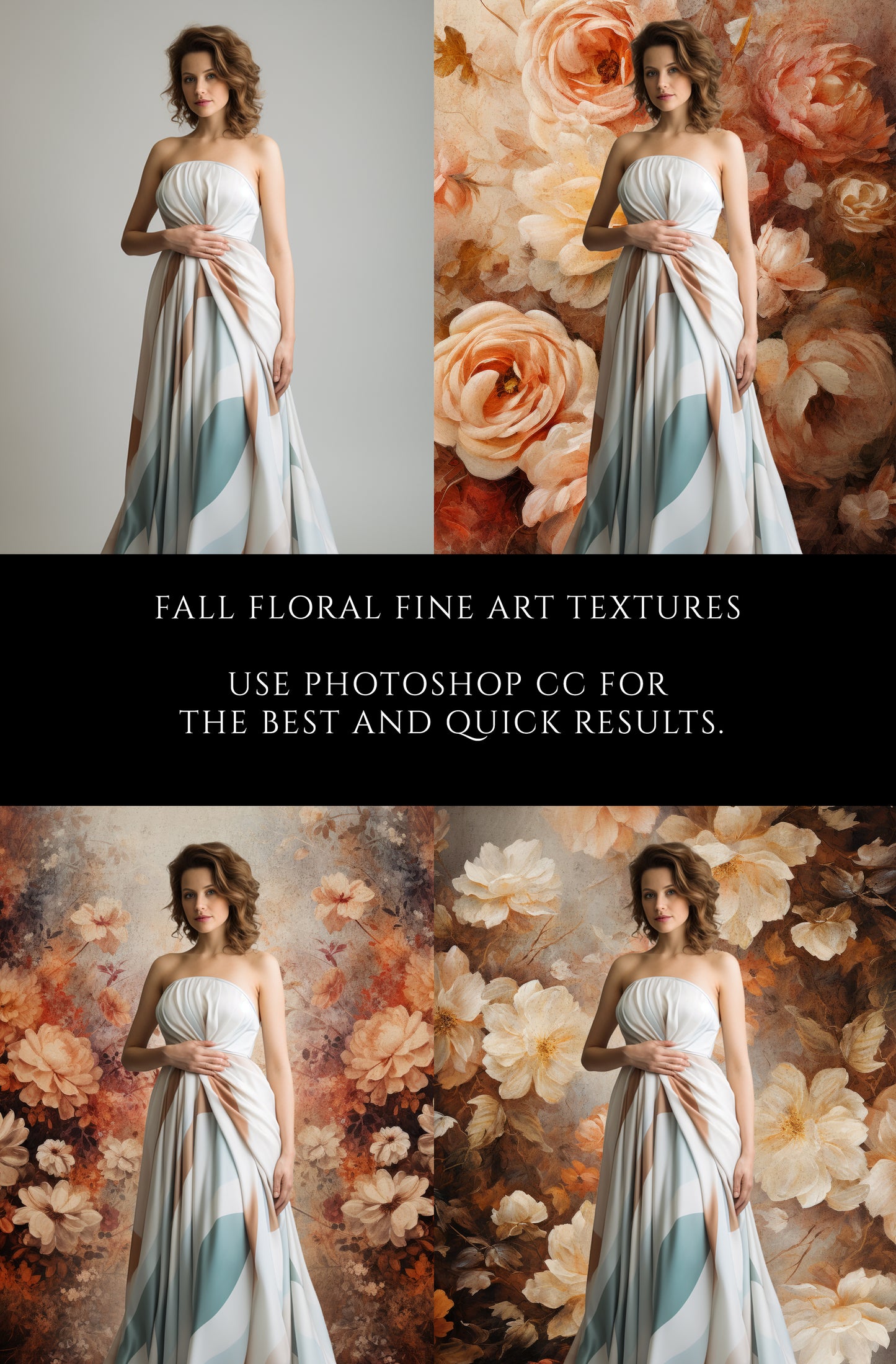 Fall Floral Fine Art Portrait Textures Set 02