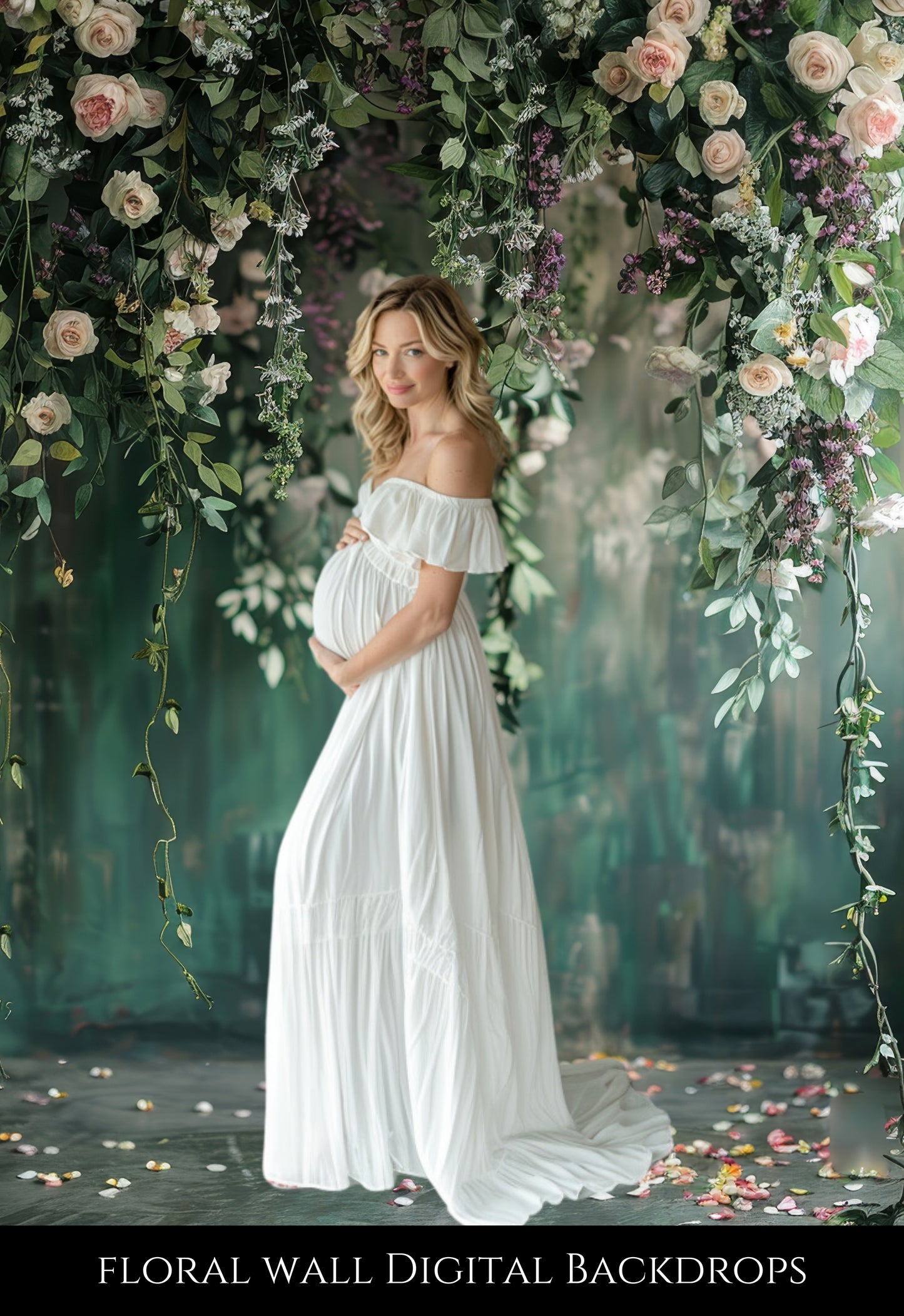 Floral Wall Maternity Digital Backdrops