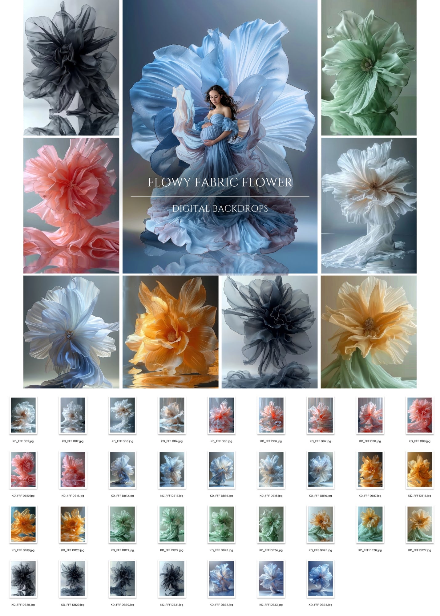 Flowy Fabric Maternity Digital Backdrops