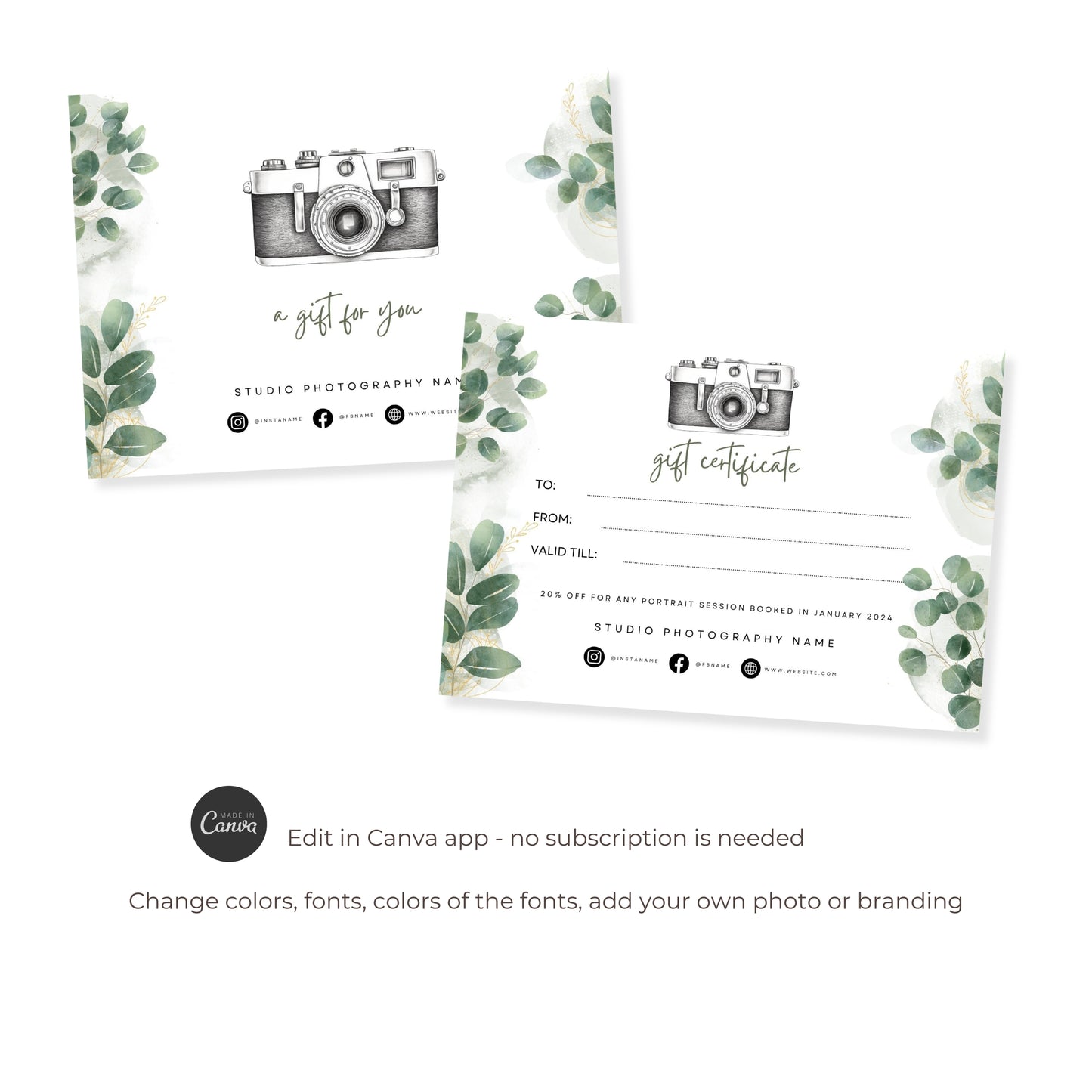 Photography Gift Certificate Template