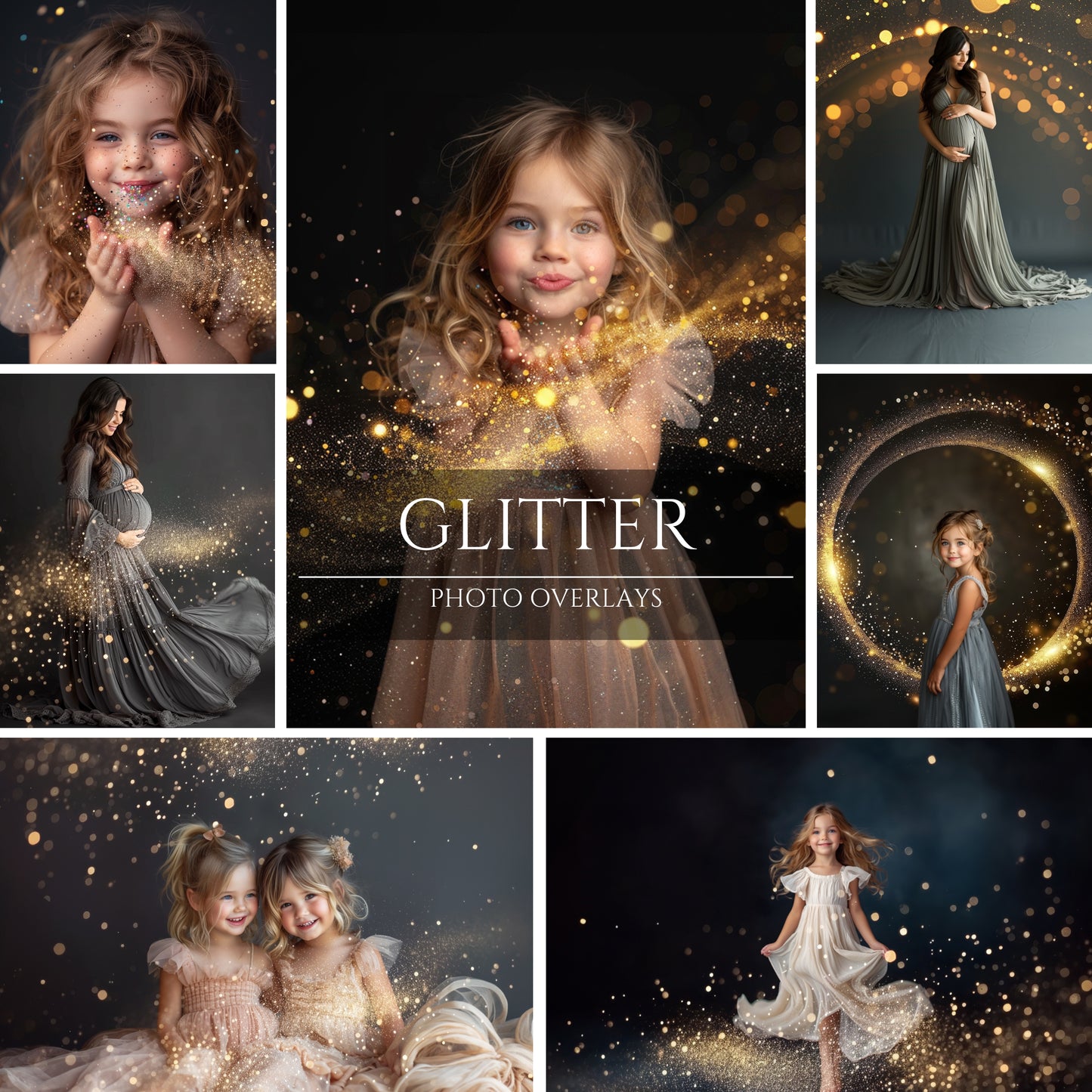 Gold Glitter Photo Overlays