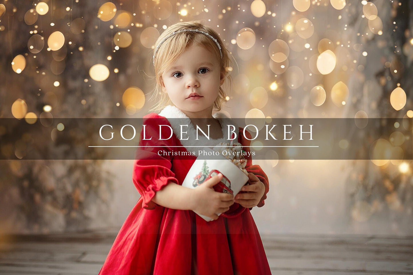 Golden Bokeh Light Christmas Overlays