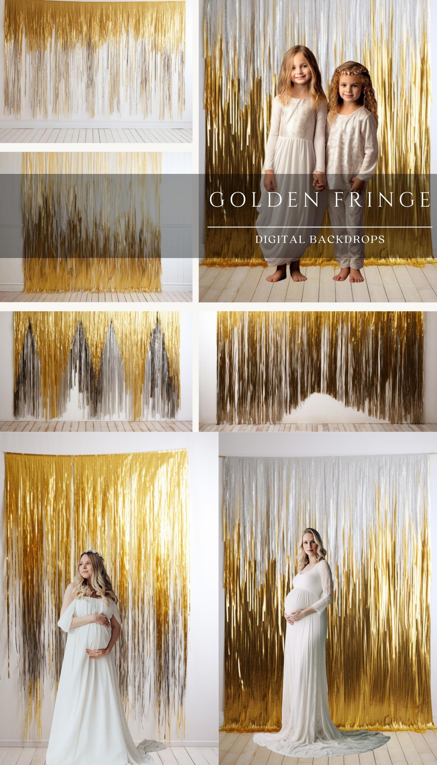 Golden Tinsel Foil Fringe Digital Backdrops