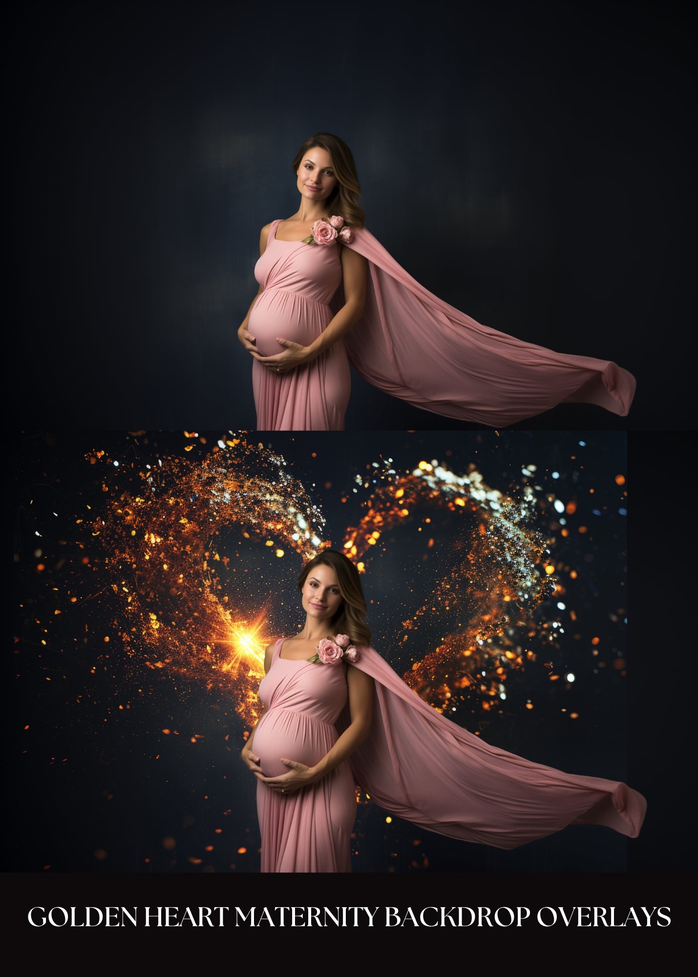 Golden Heart Maternity Backdrop Overlays