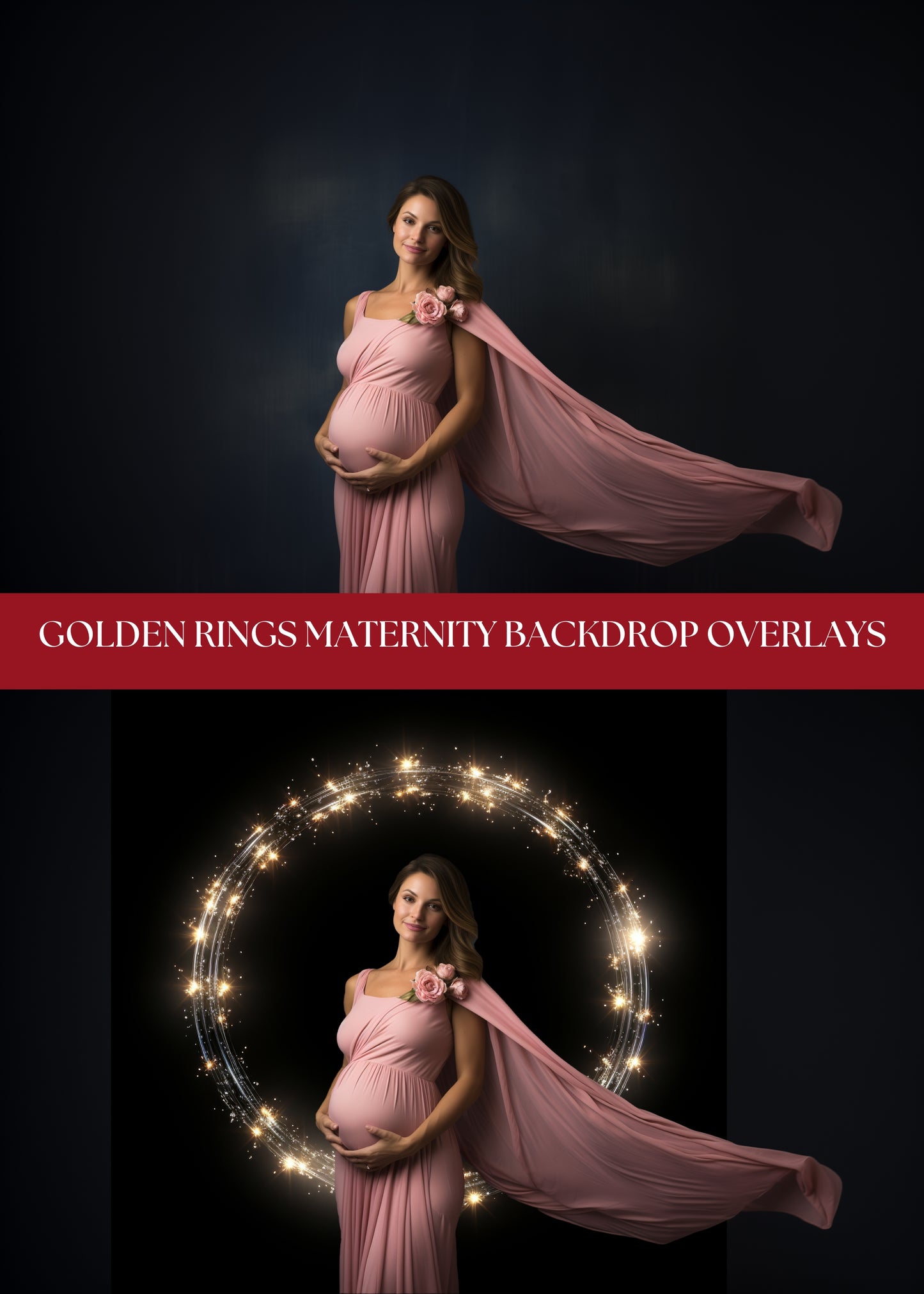 Gold Ring Maternity Backdrop Overlays