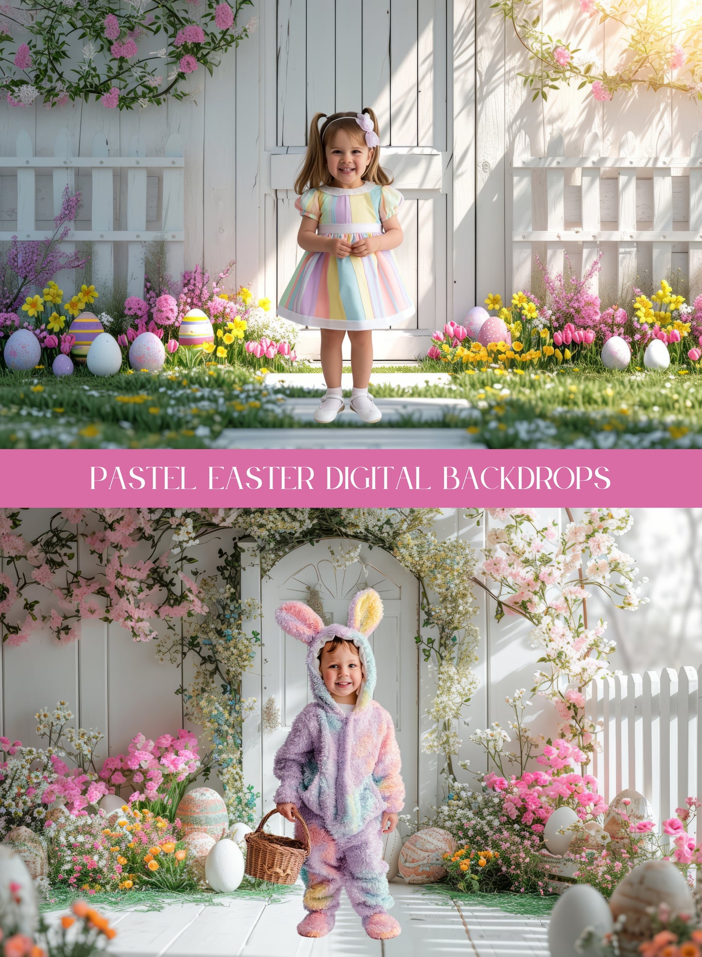 Pastel Easter Spring Digital Backdrops