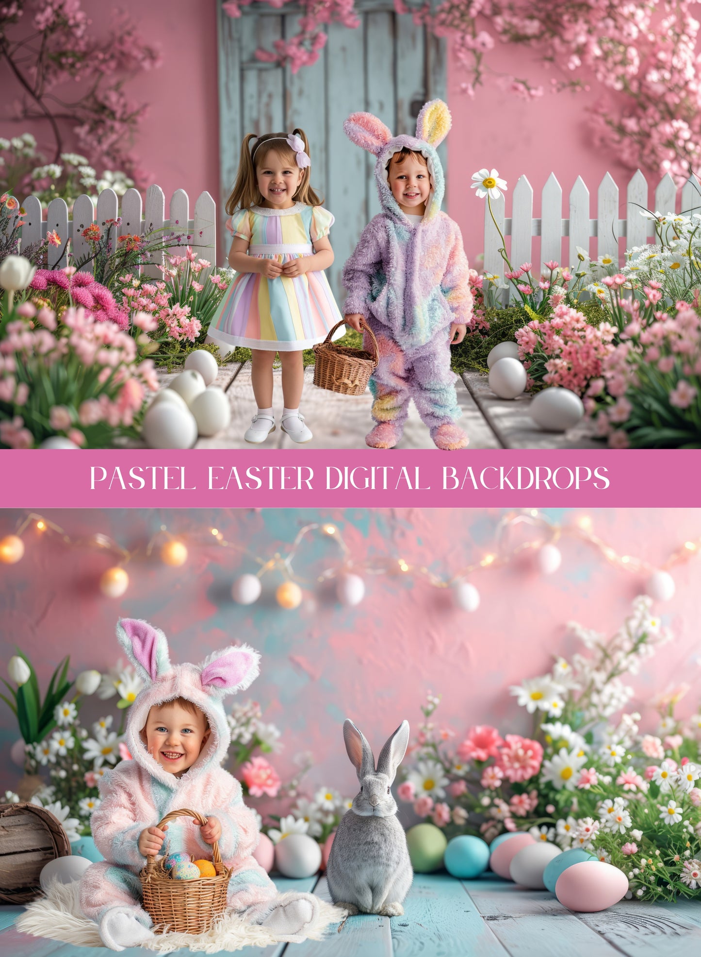 Pastel Easter Spring Digital Backdrops